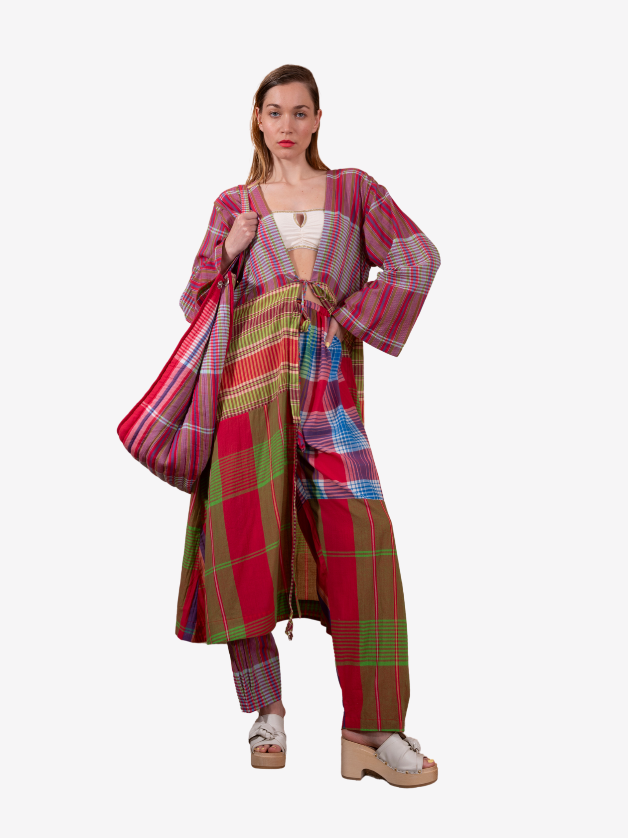 Pantalon rouge à carreaux RUDRA