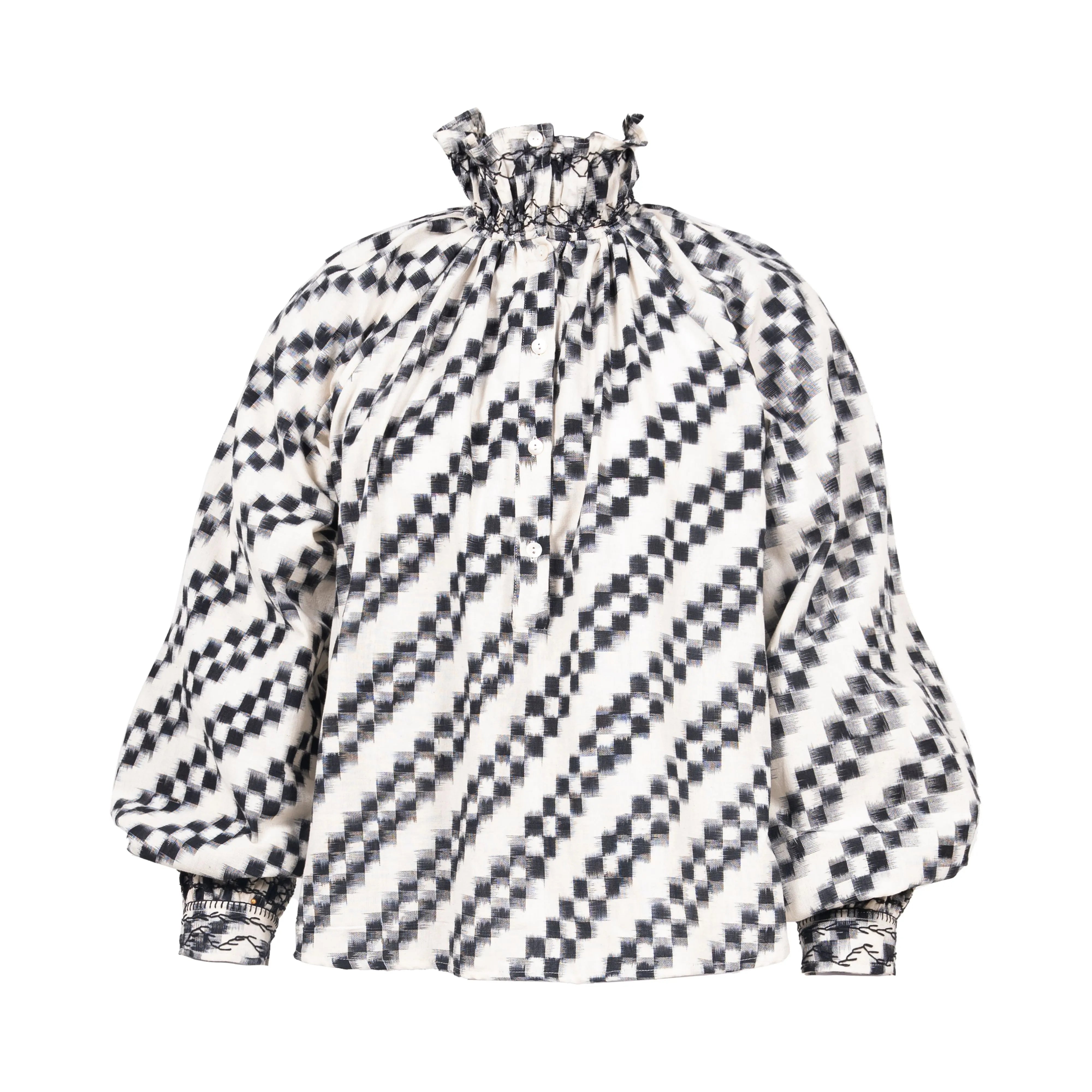 ikat noir et blanc v de vinster blouse