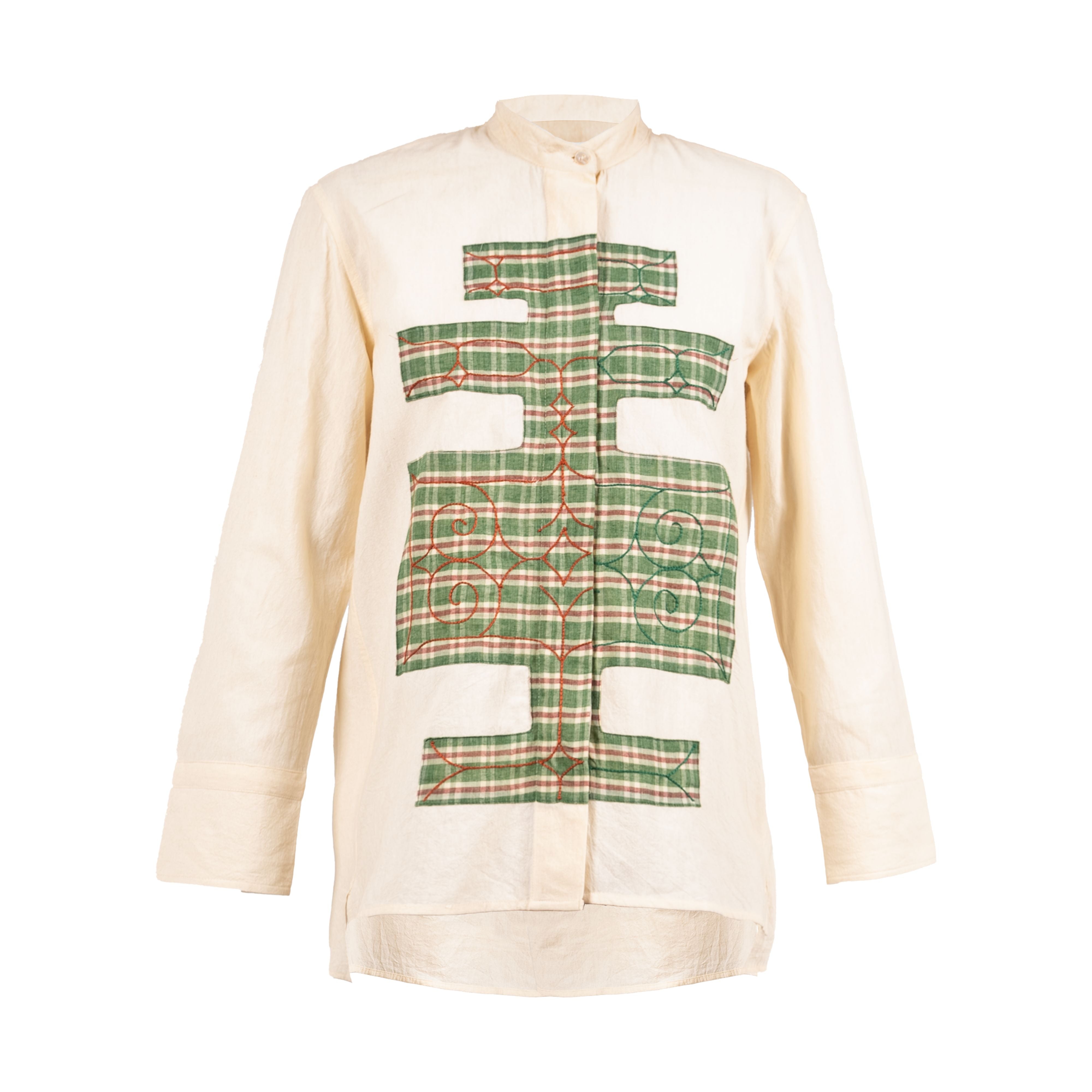 v de vinster cream kaki chemise brodée