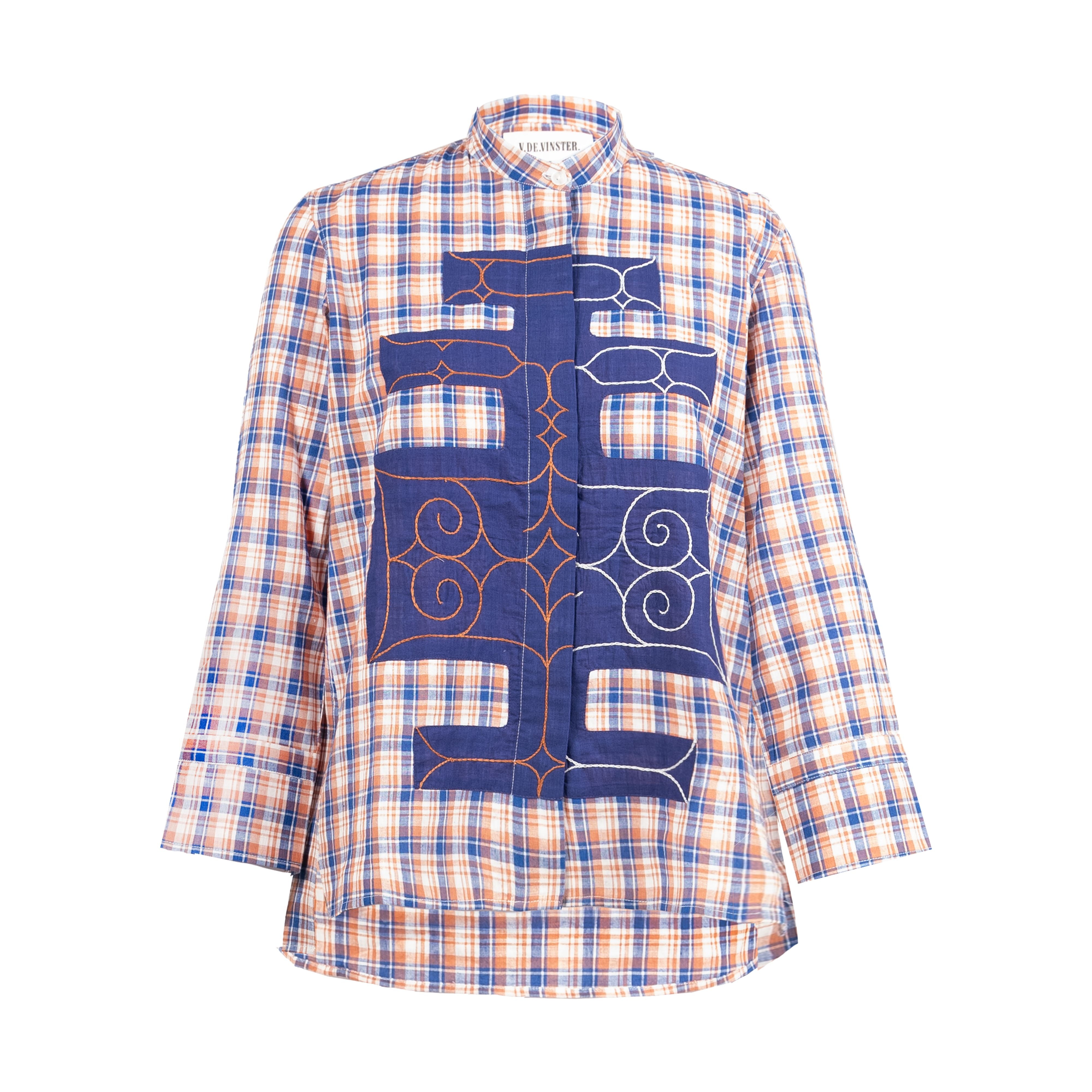 orange col mão bleu v de vinster chemise