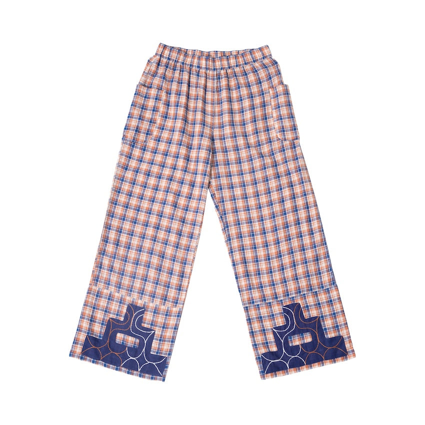 Pantalon tartan brodé terracotta ANA