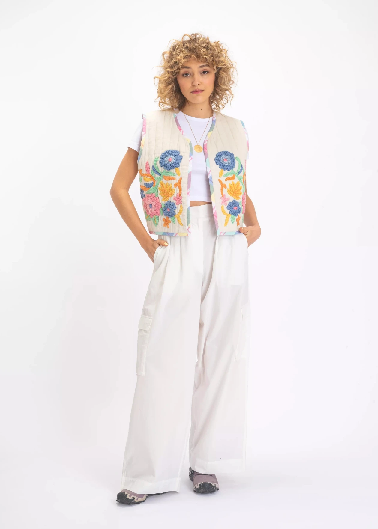 v de vinster bolero brodé creme