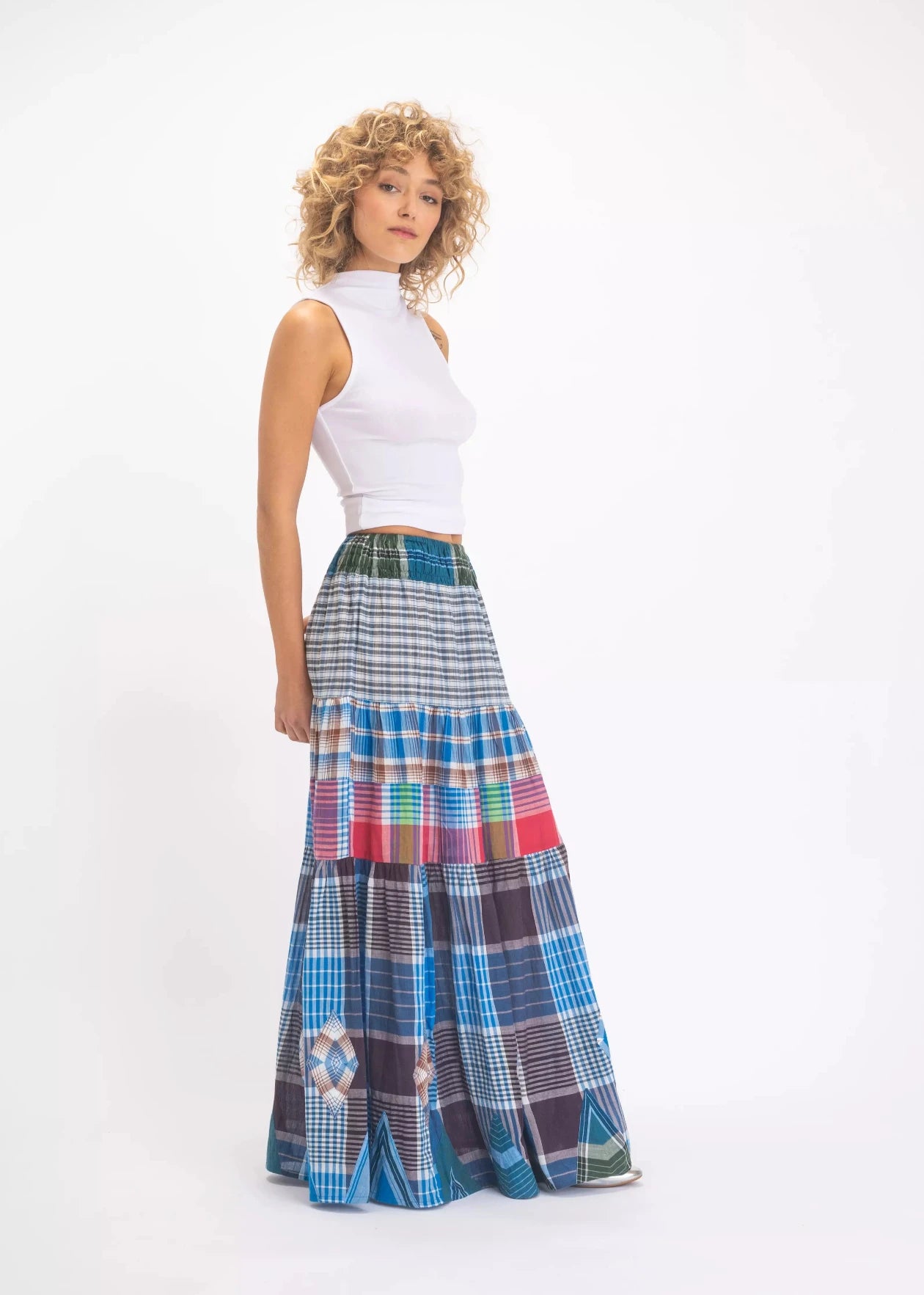 bleu jupe longue v de vinster