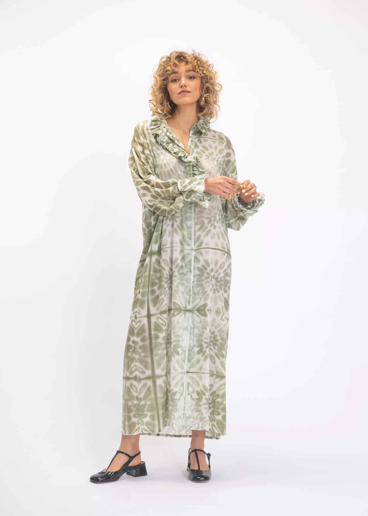 robe shakti kaki tie and dye v de vinster