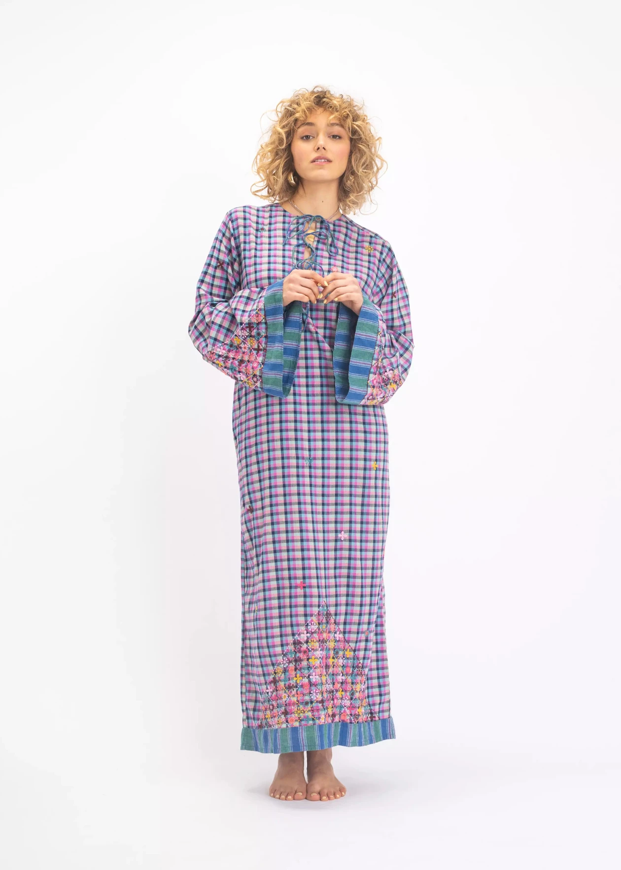 v de vinster robe bleue tartan