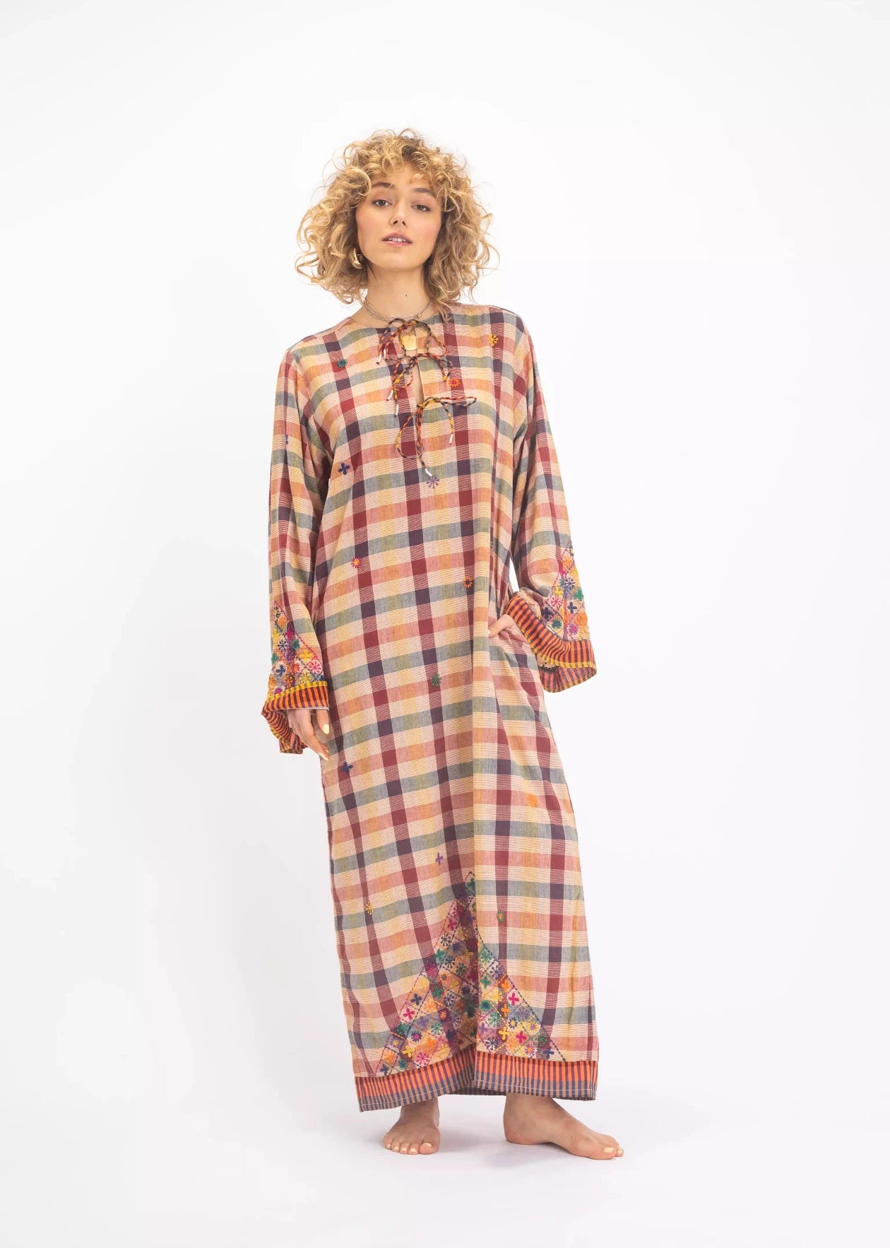 robe v de vinster moutarde longue