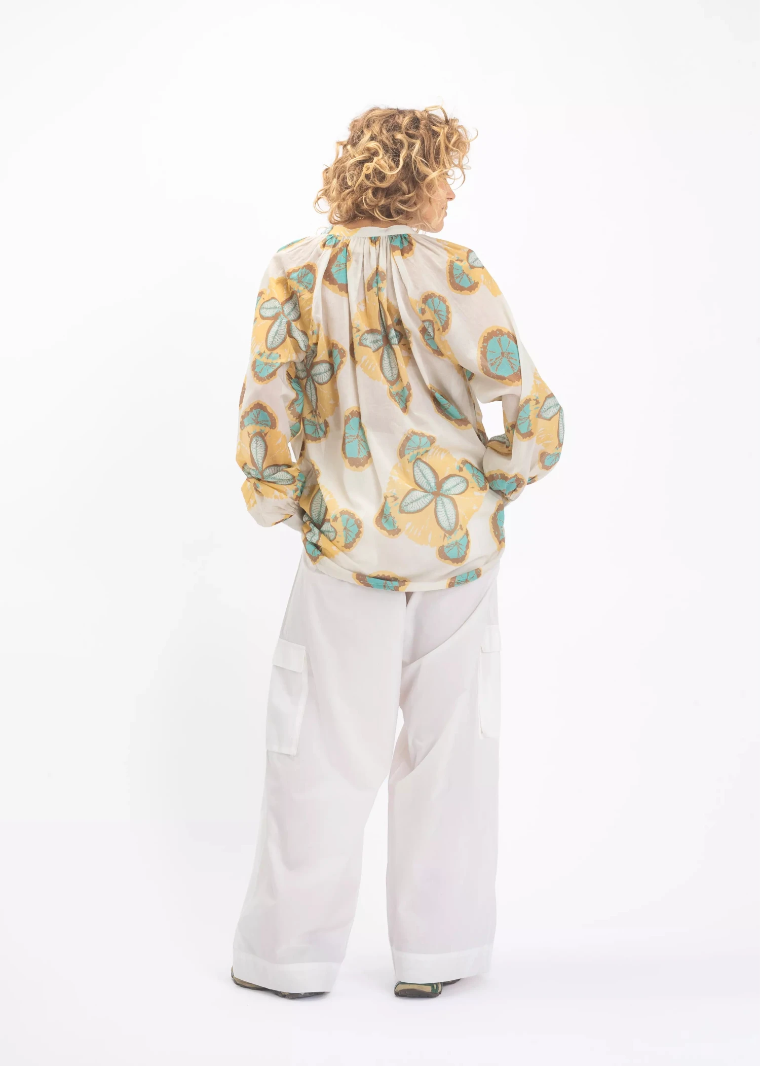 v de vinster voile coton blouse jaune