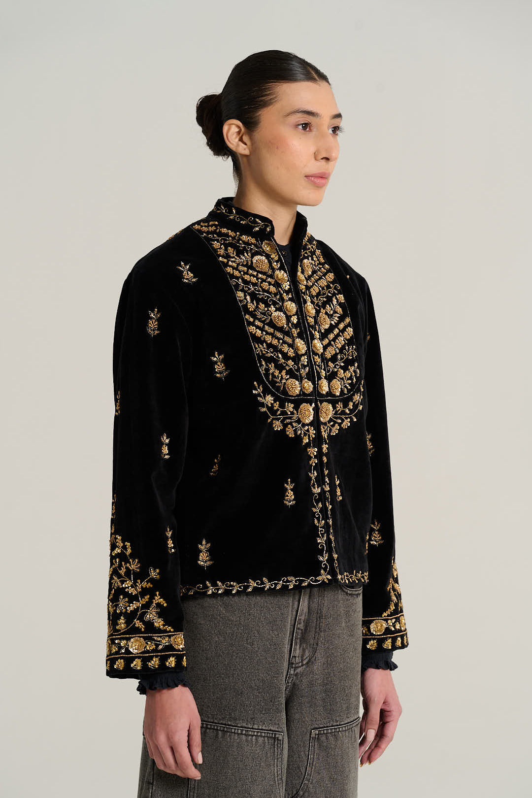 Veste en velours noir CAMILLE
