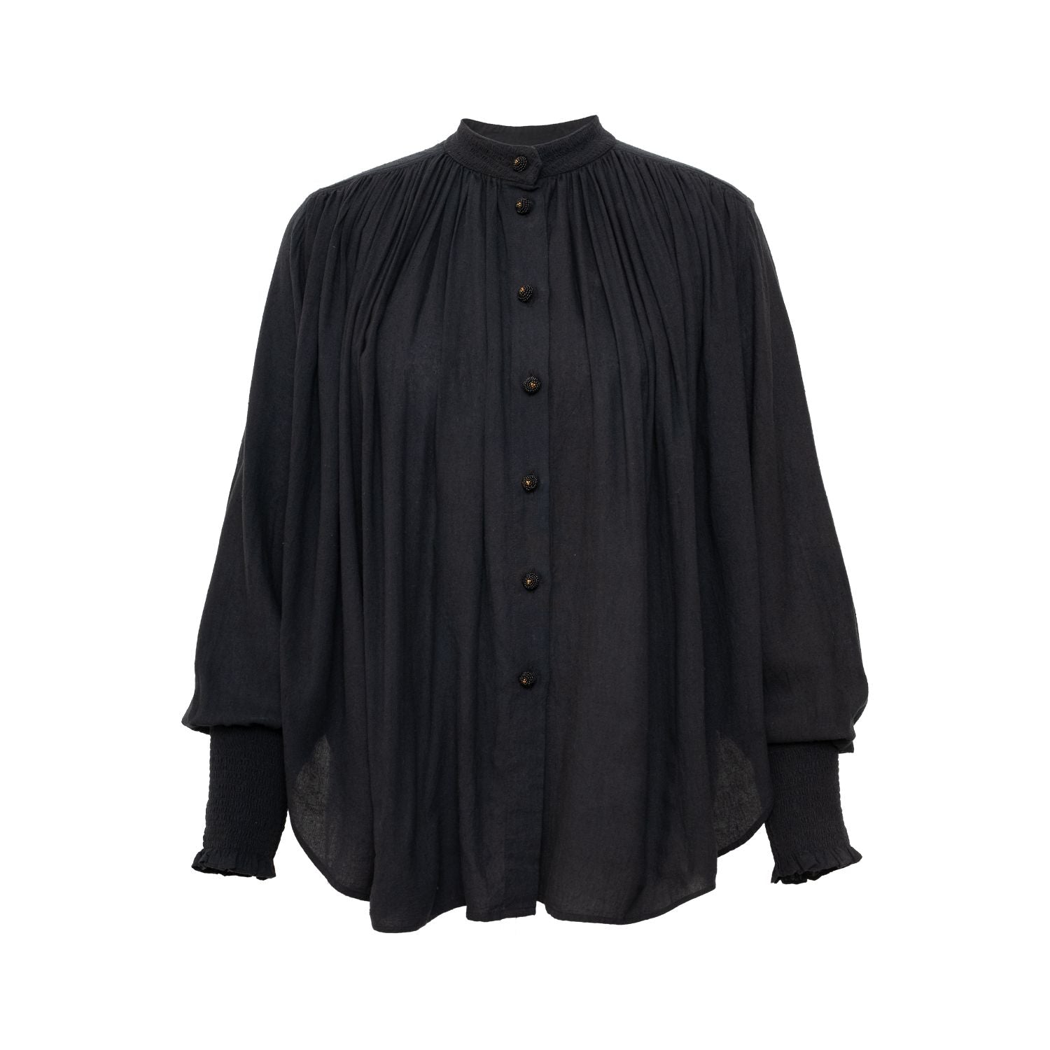 Chemise bourrette de soie noire CESAR