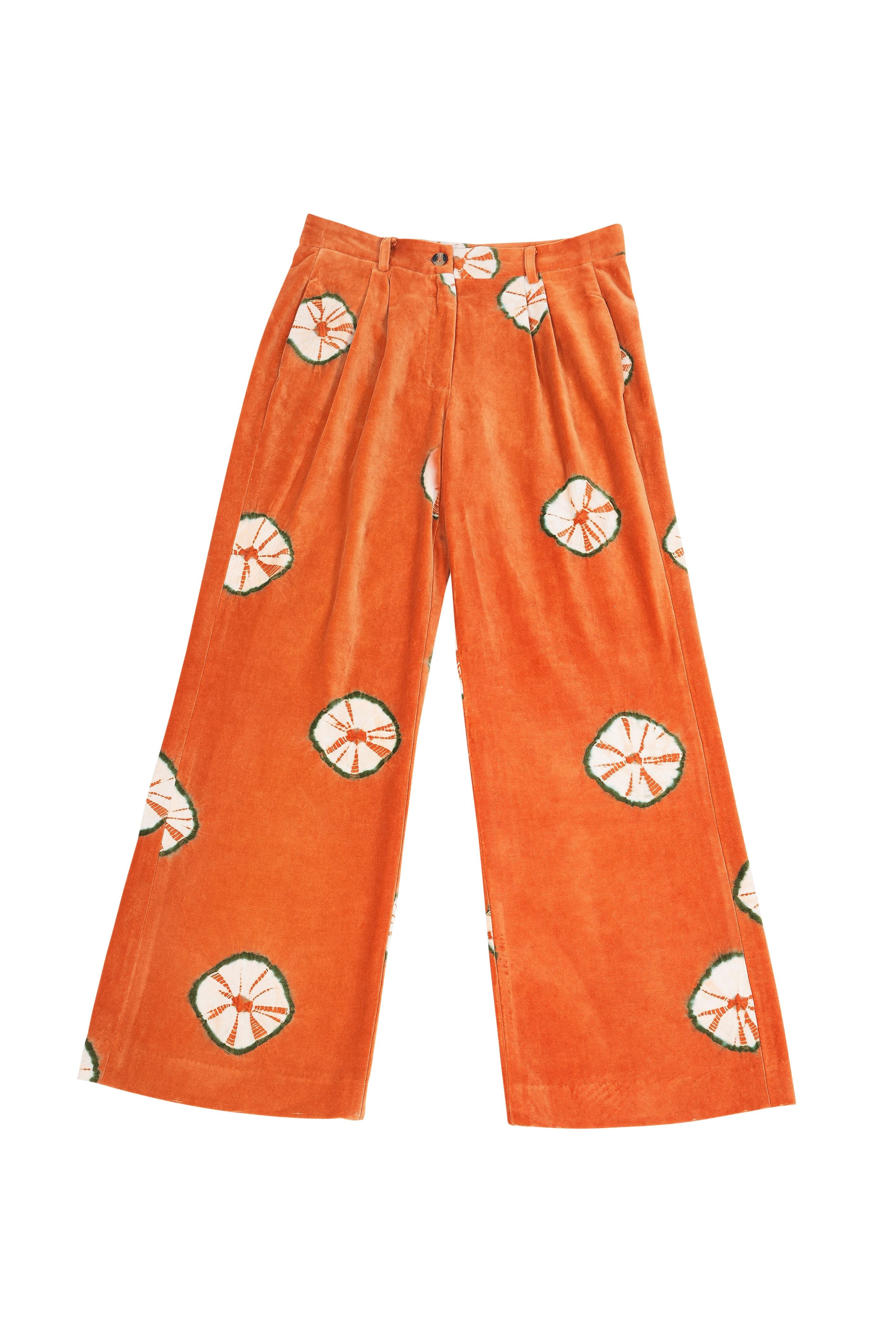 Pantalon en velours kaki tie and dye CHARM