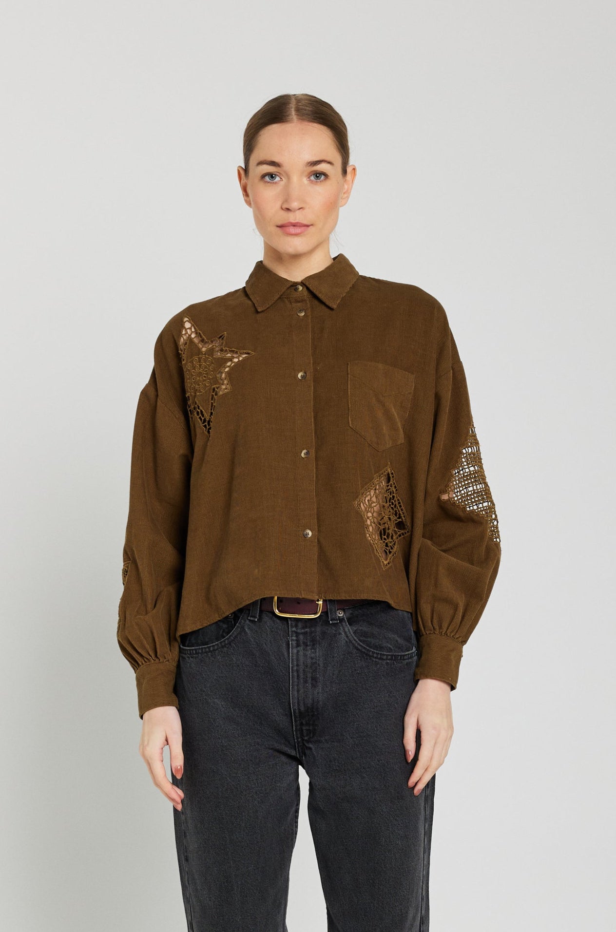 CIANA brown openwork shirt