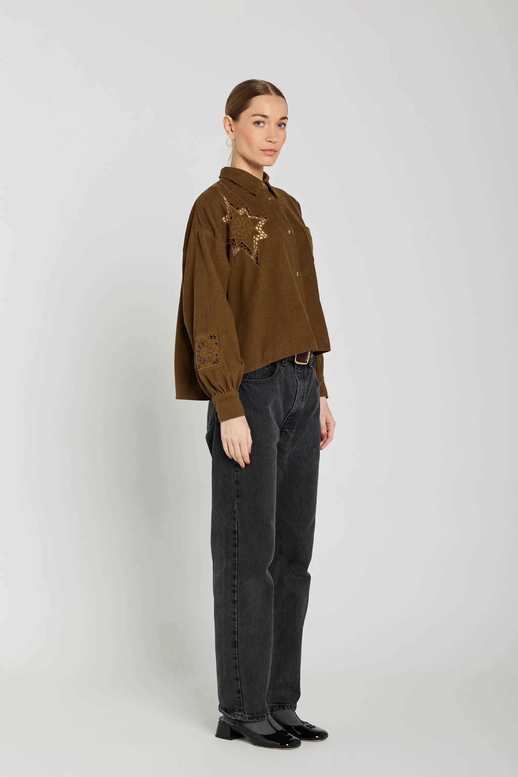 Chemise ajourée marron CIANA