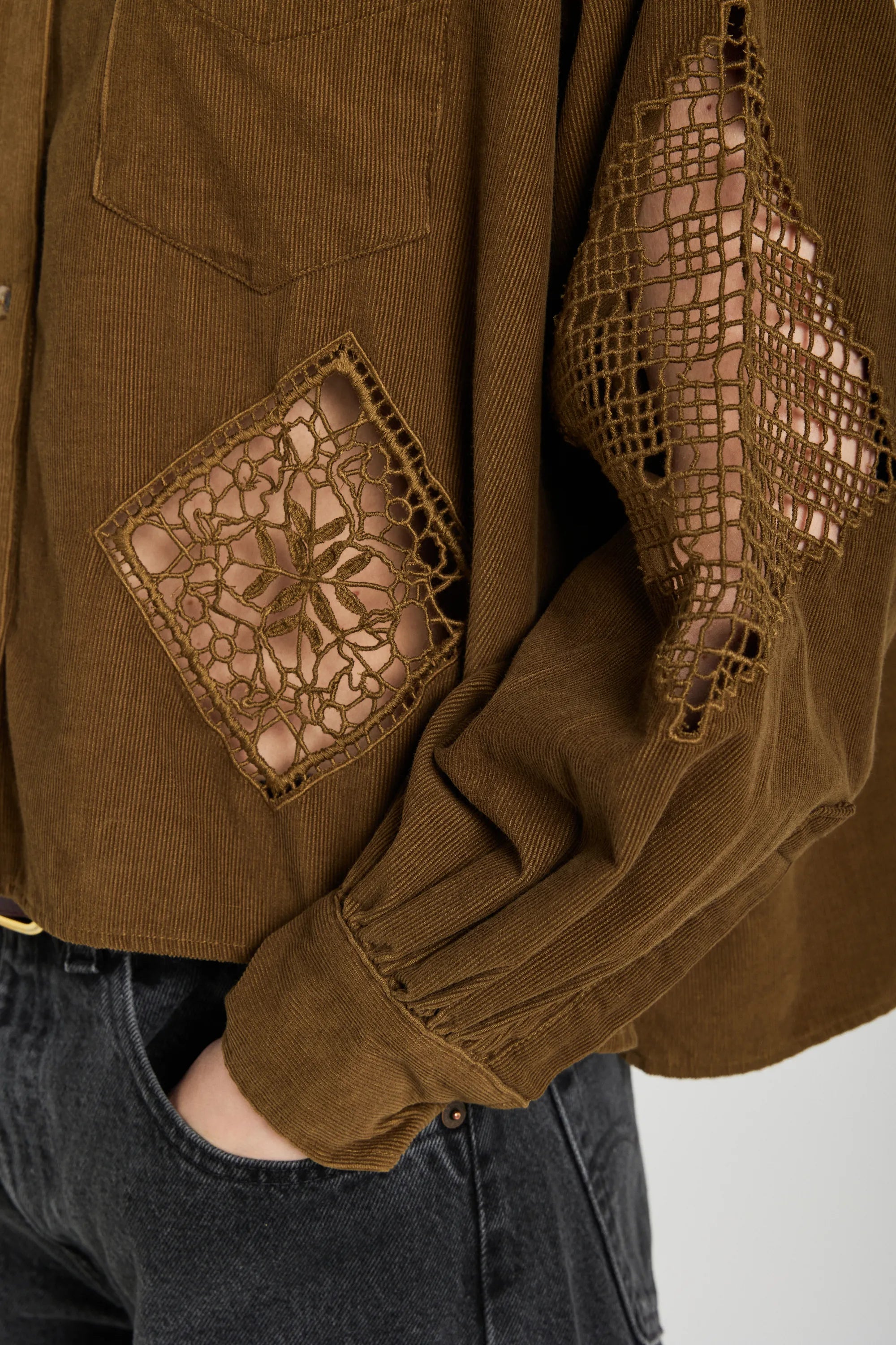 Chemise ajourée marron CIANA