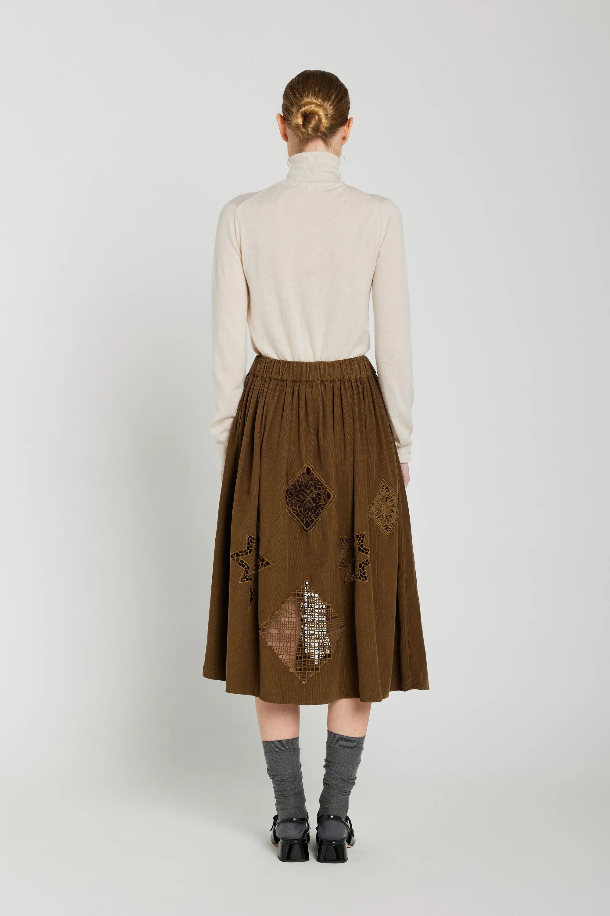 Jupe ajourée marron CIANA
