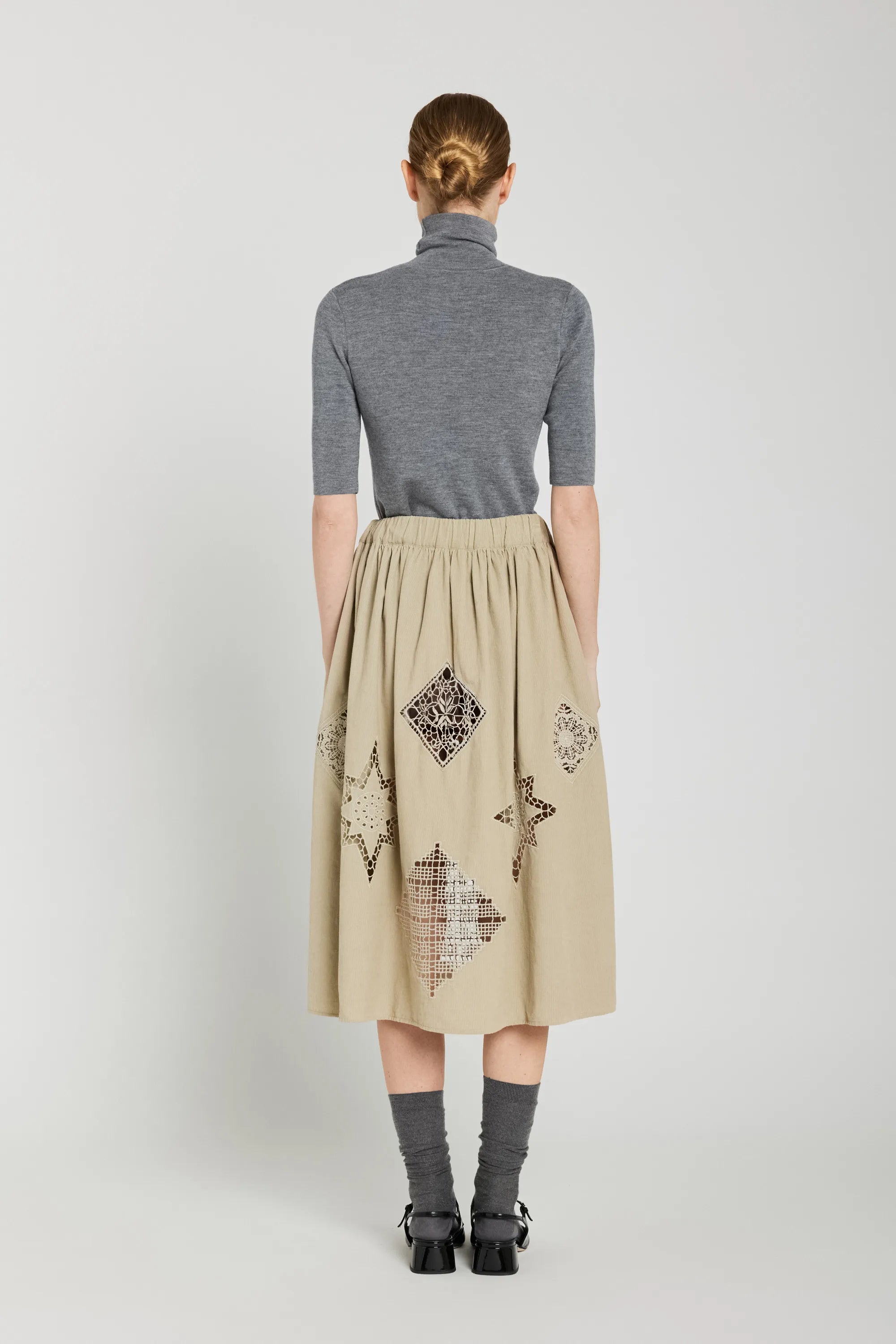 Jupe ajourée beige CIANA