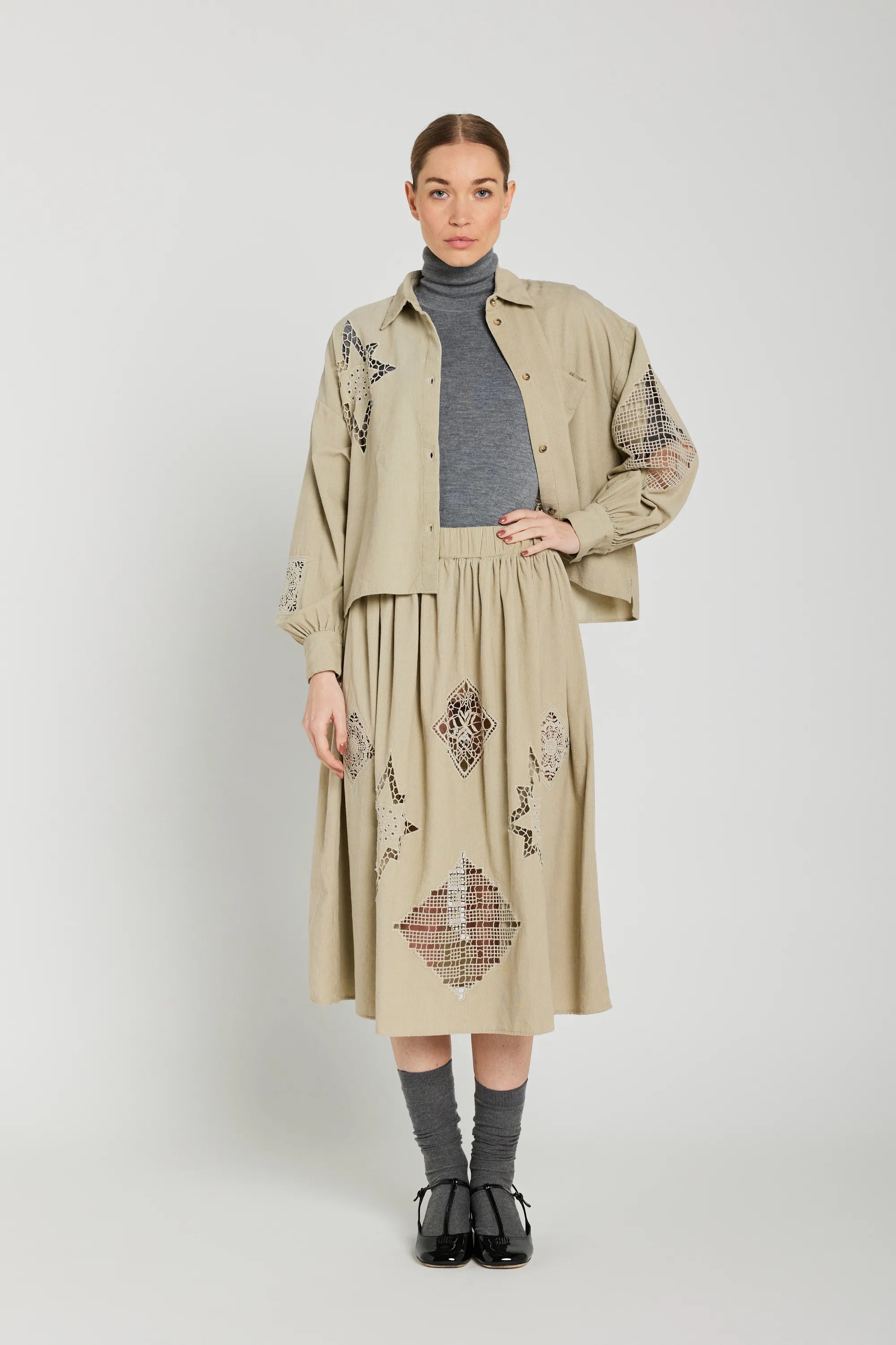 Chemise ajourée beige CIANA