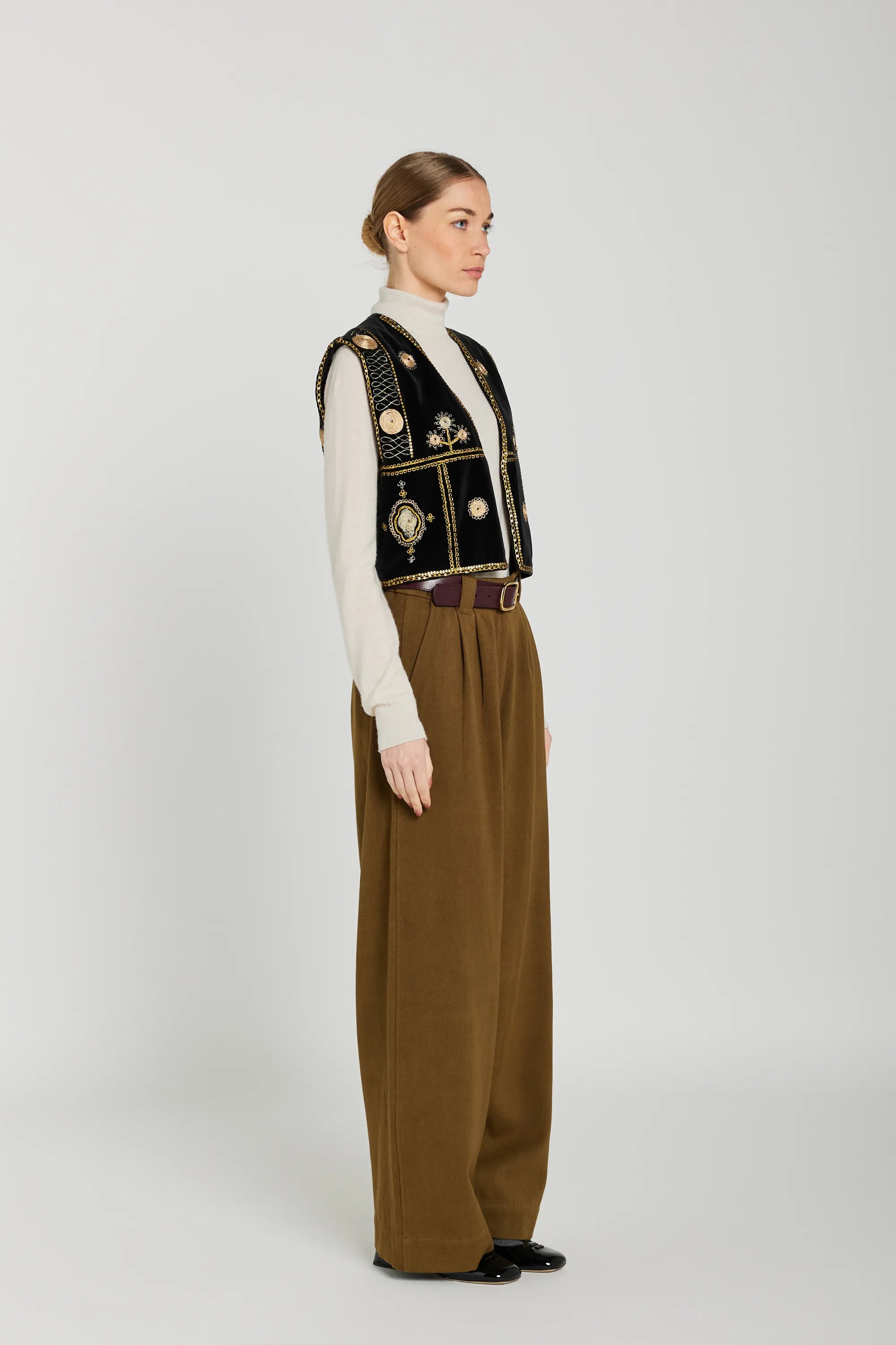 v de vinster brodé bolero noir