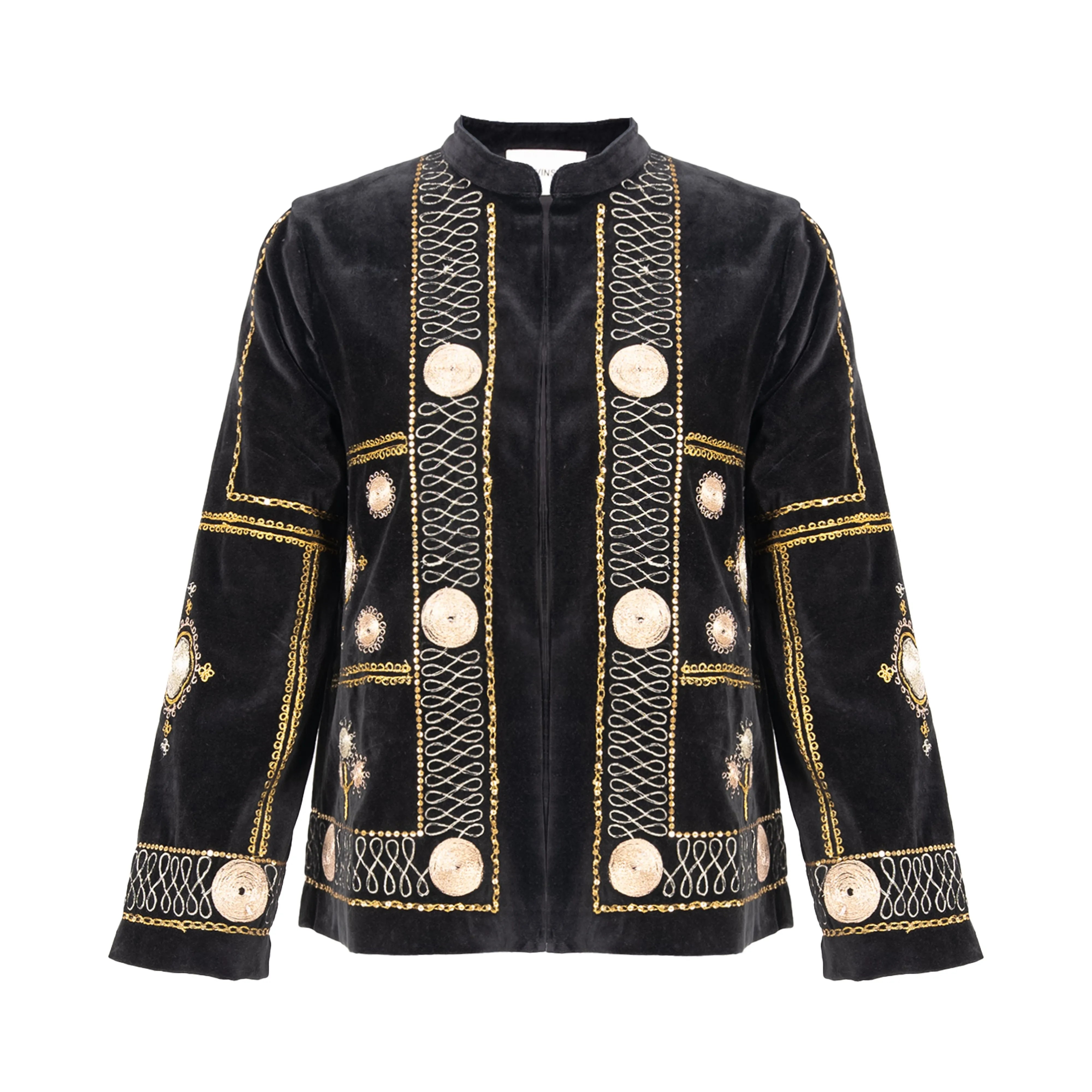 broderie v de vinster noire veste