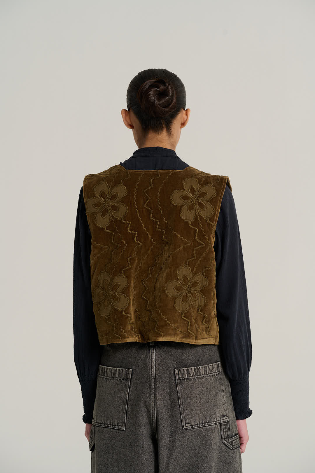 ISAAC khaki velvet bolero
