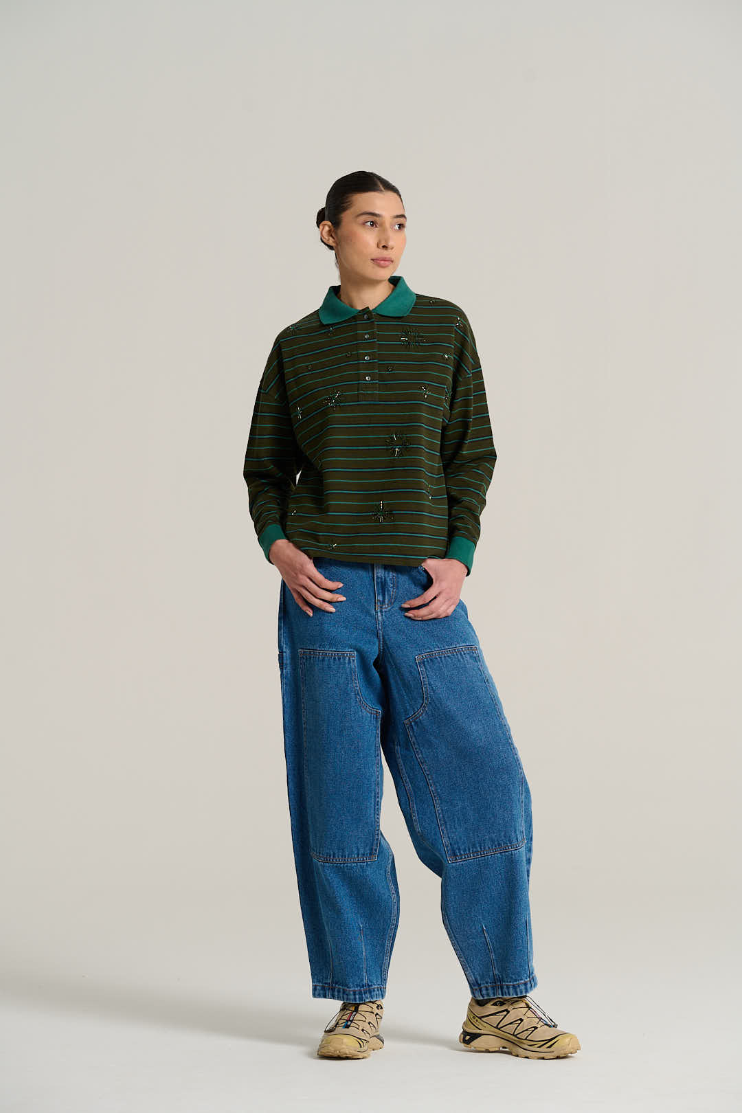 Polo rayé kaki HENRI