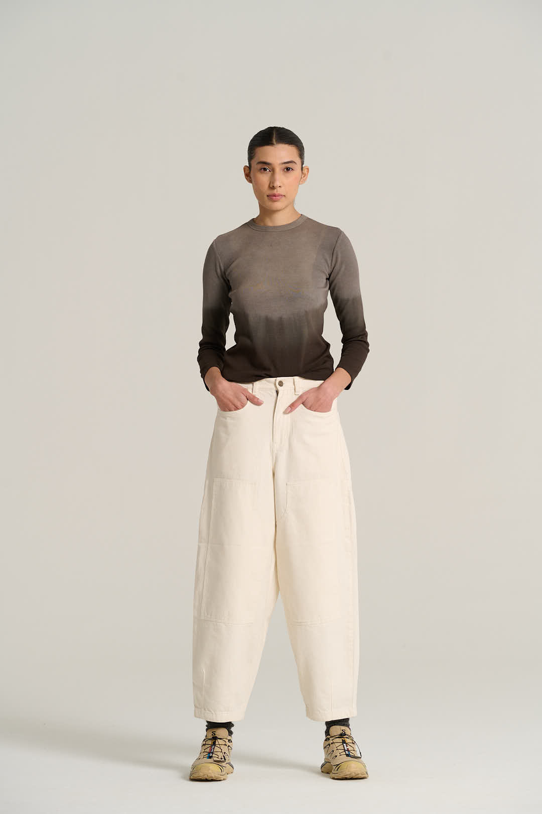 Pantalon denim crème EMILE