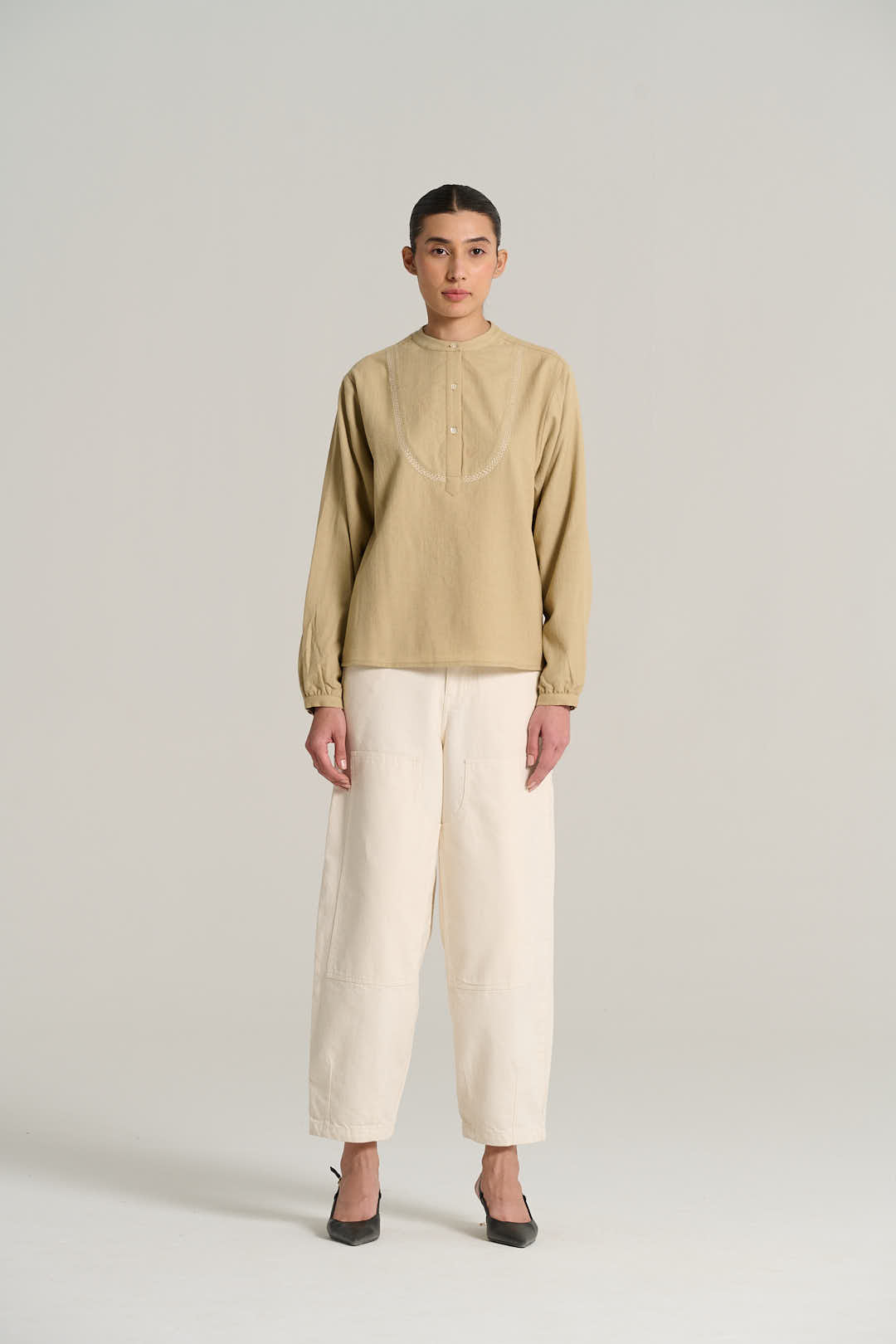 Pantalon denim crème EMILE