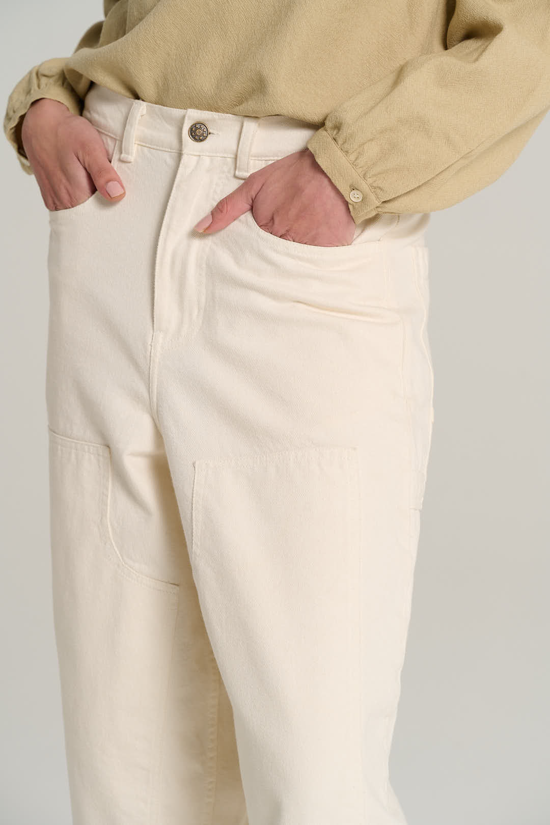 Pantalon denim crème EMILE