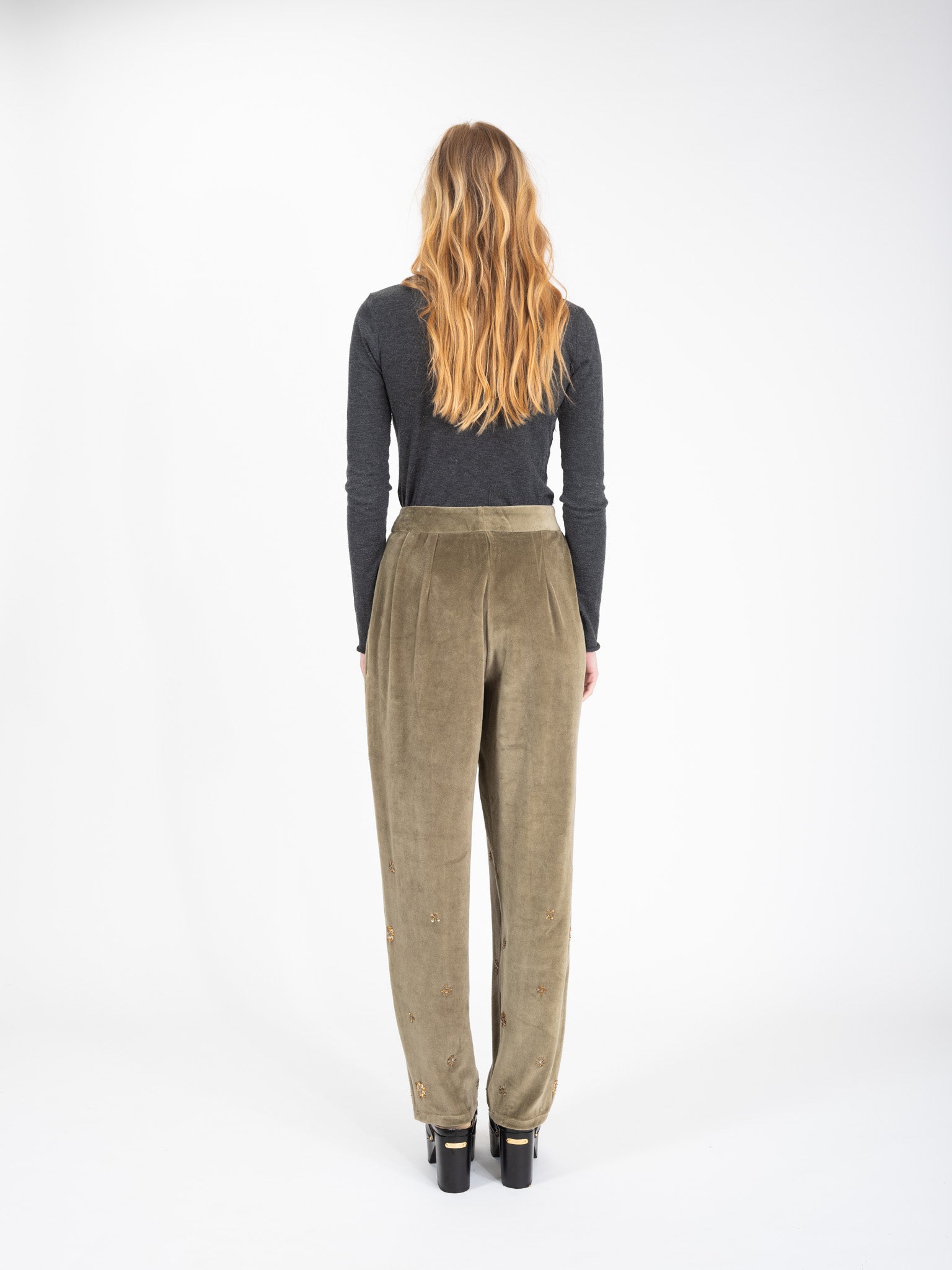 PROUD Pearl Embellished Velvet Pants