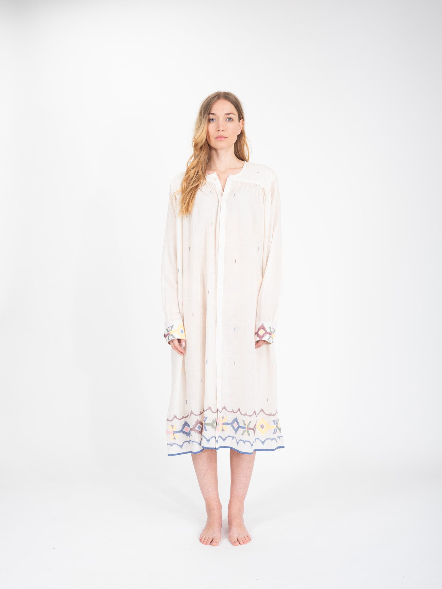 Robe longue en voile de coton brodé Jamdeni