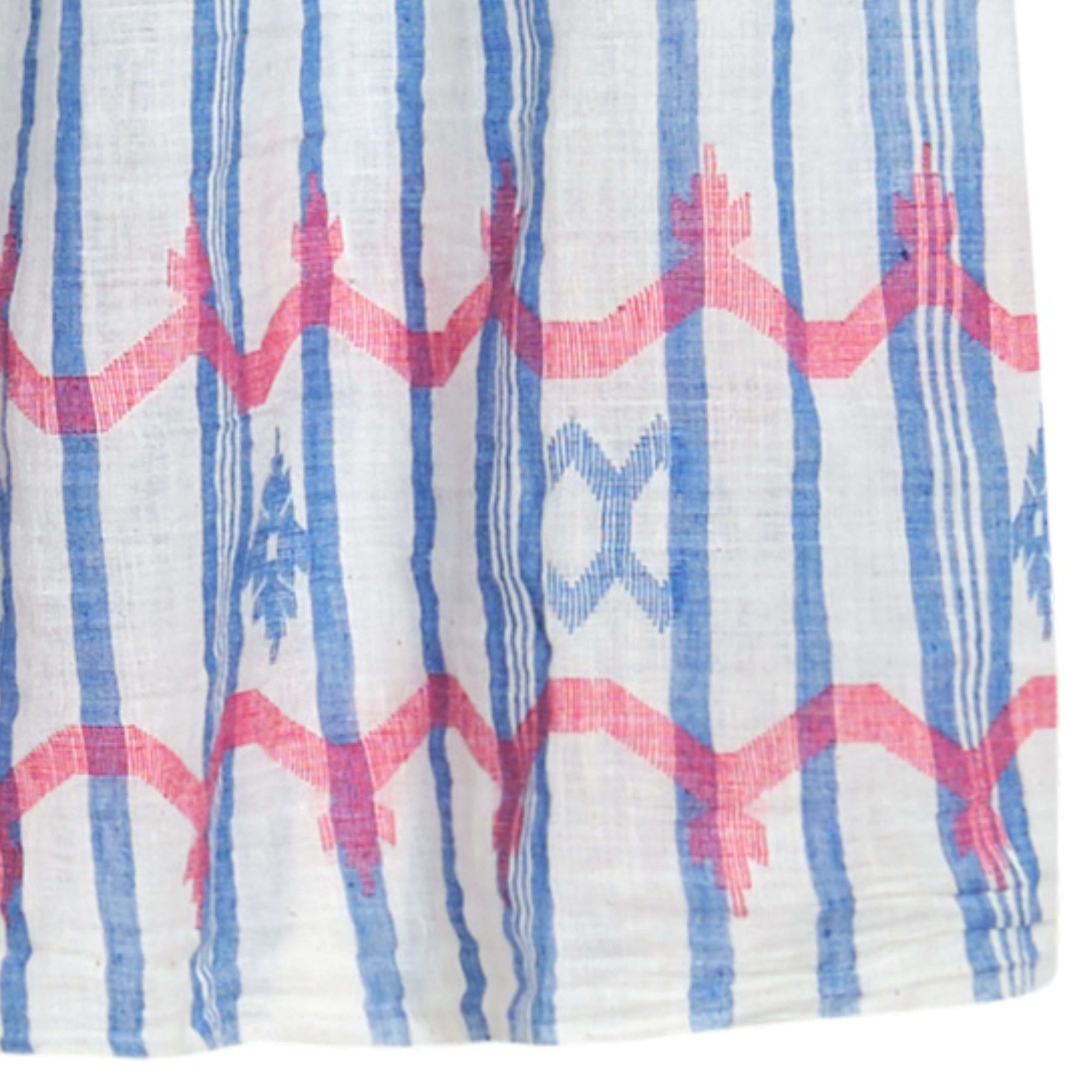 Blouse en voile de coton brodé bleu Jamdeni