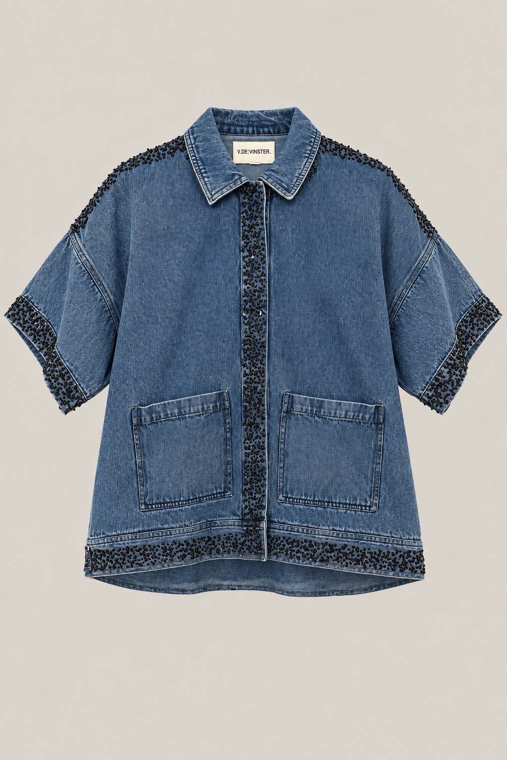 Veste à manches courtes denim bleu EMILE