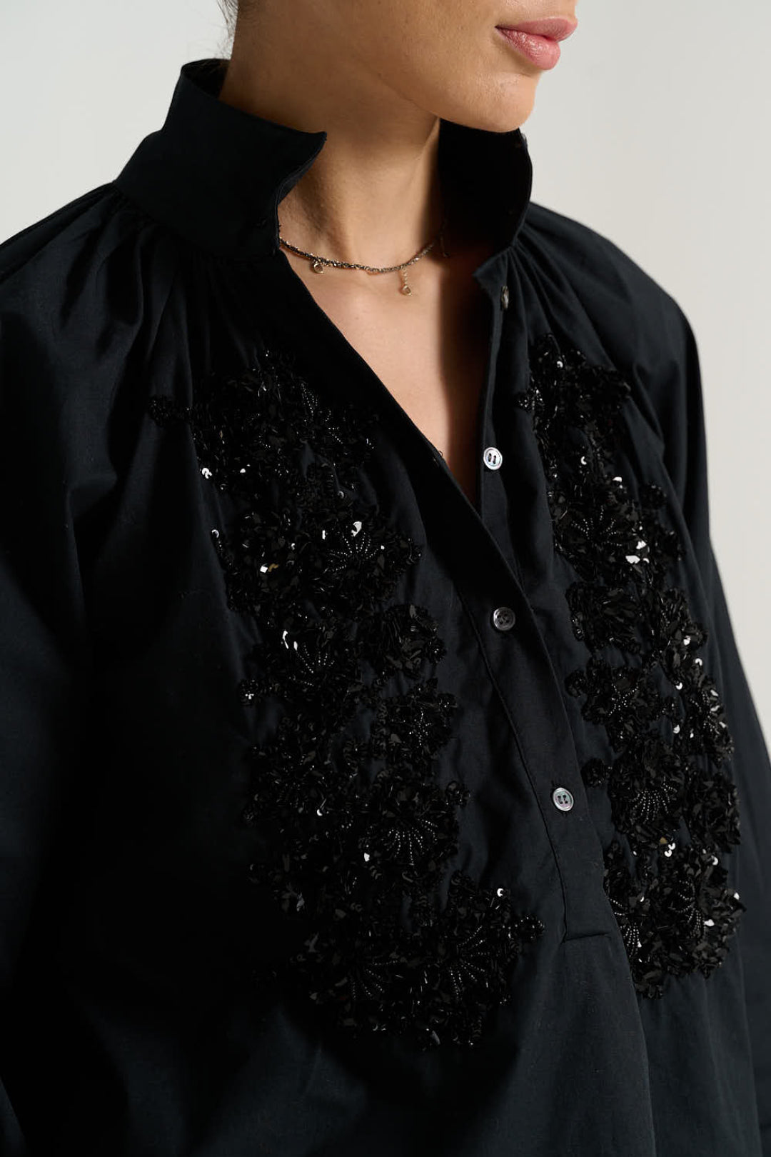 Black embroidered blouse EMILE