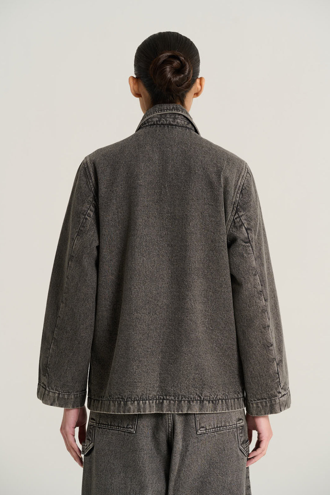 Veste denim noir brodé EMILE
