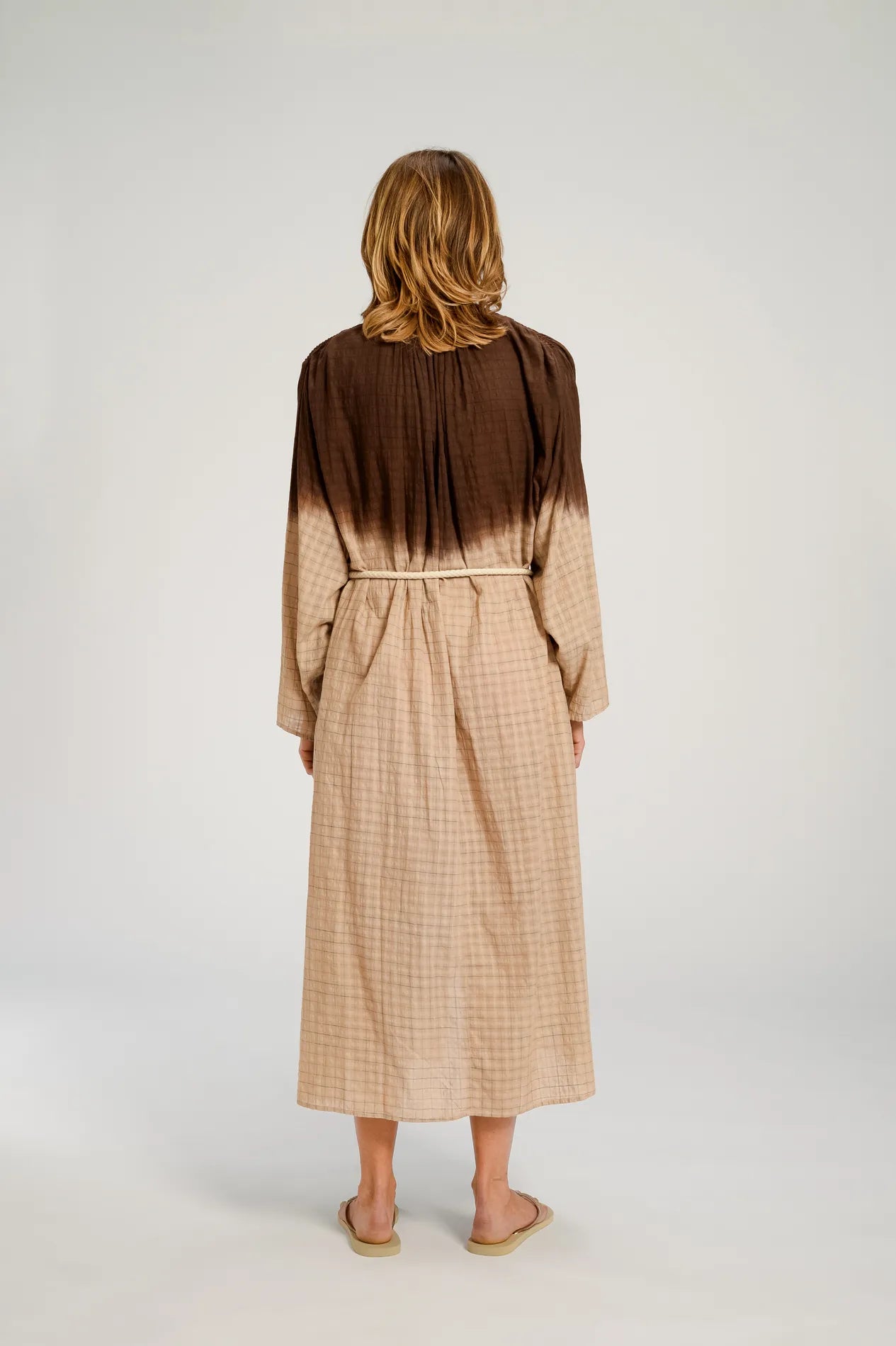 TIE AND DYE HIMI DRESS CHOCOLAT BROWN V DE VINSTER