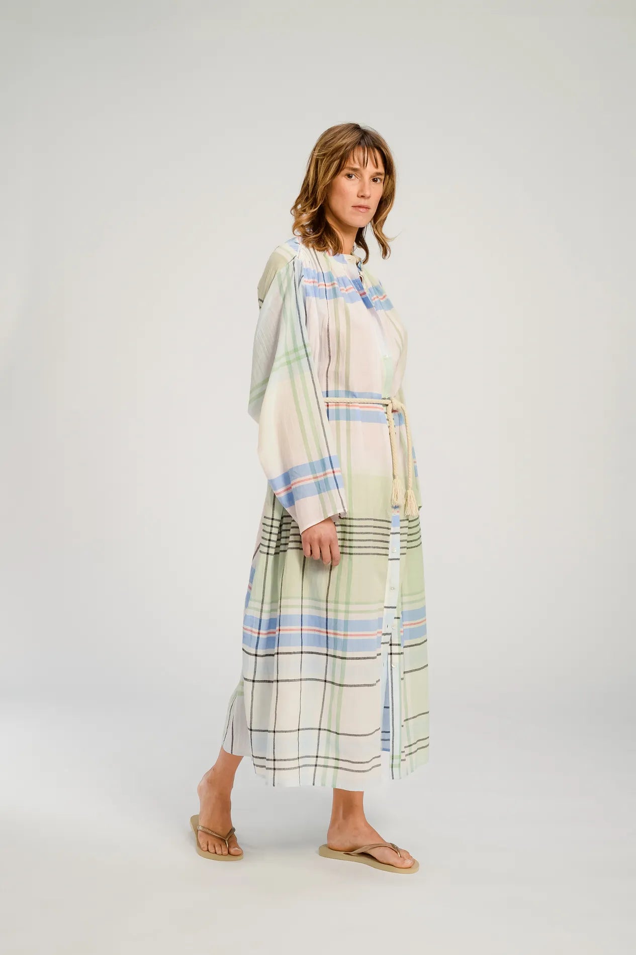 V DE VINSTER HOKKAIDO DRESS TARTAN BLEU VERT