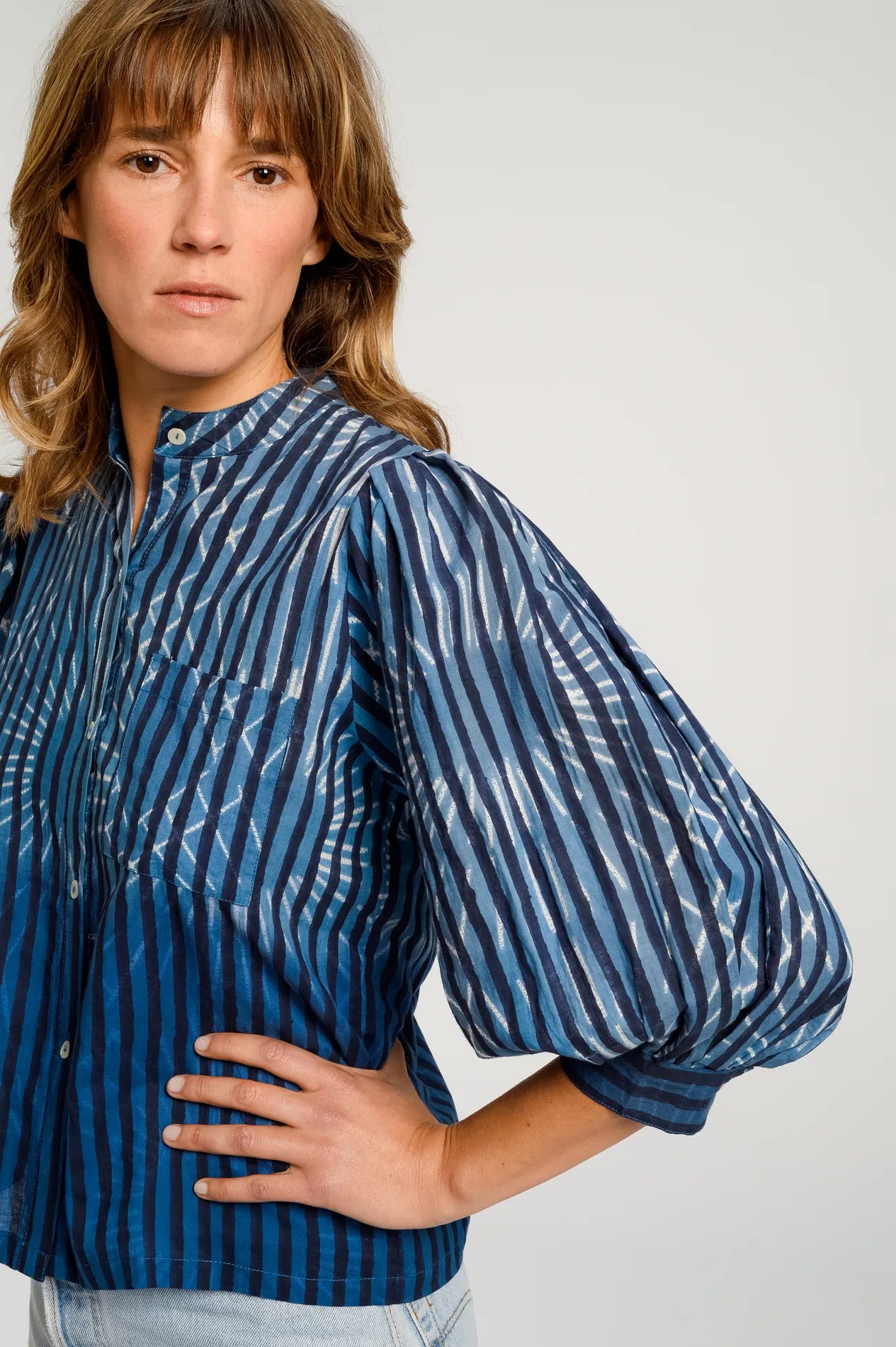 Blouse teintée bleu JODPUR