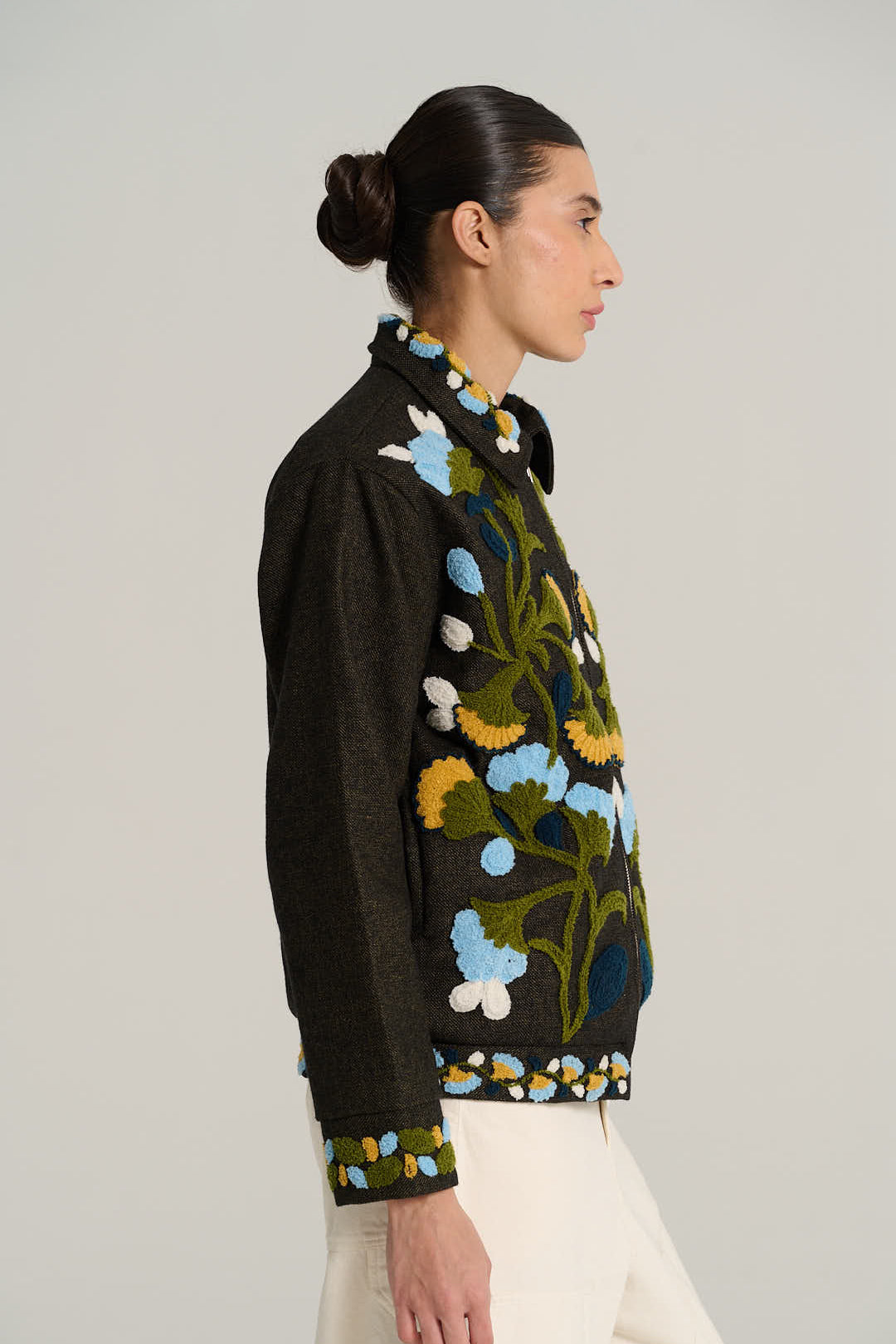 Veste noire chinée en laine JULES