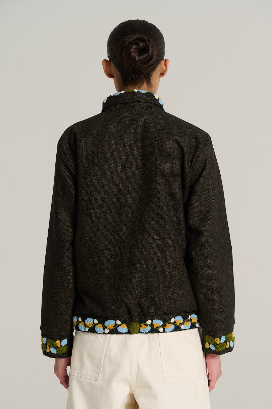 Veste noire chinée en laine JULES