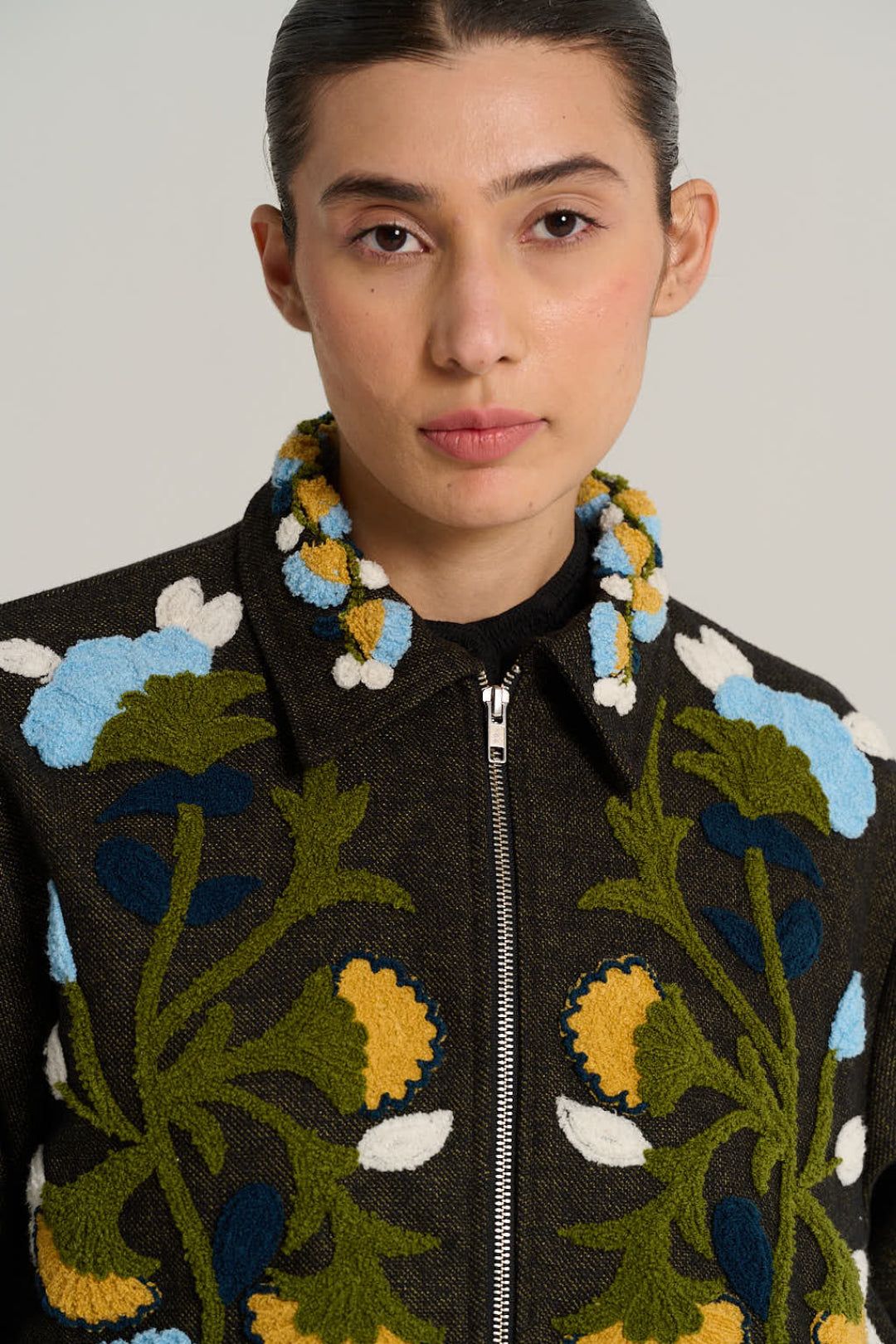 Veste noire chinée en laine JULES