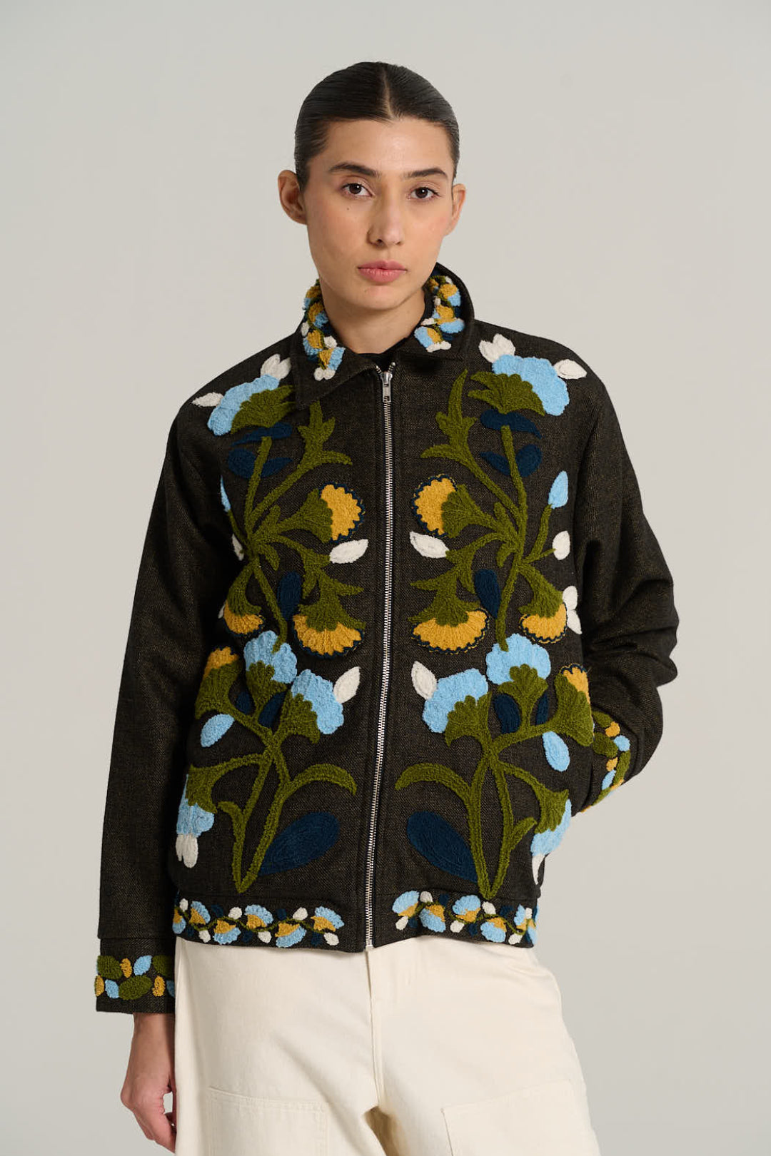 Veste noire chinée en laine JULES