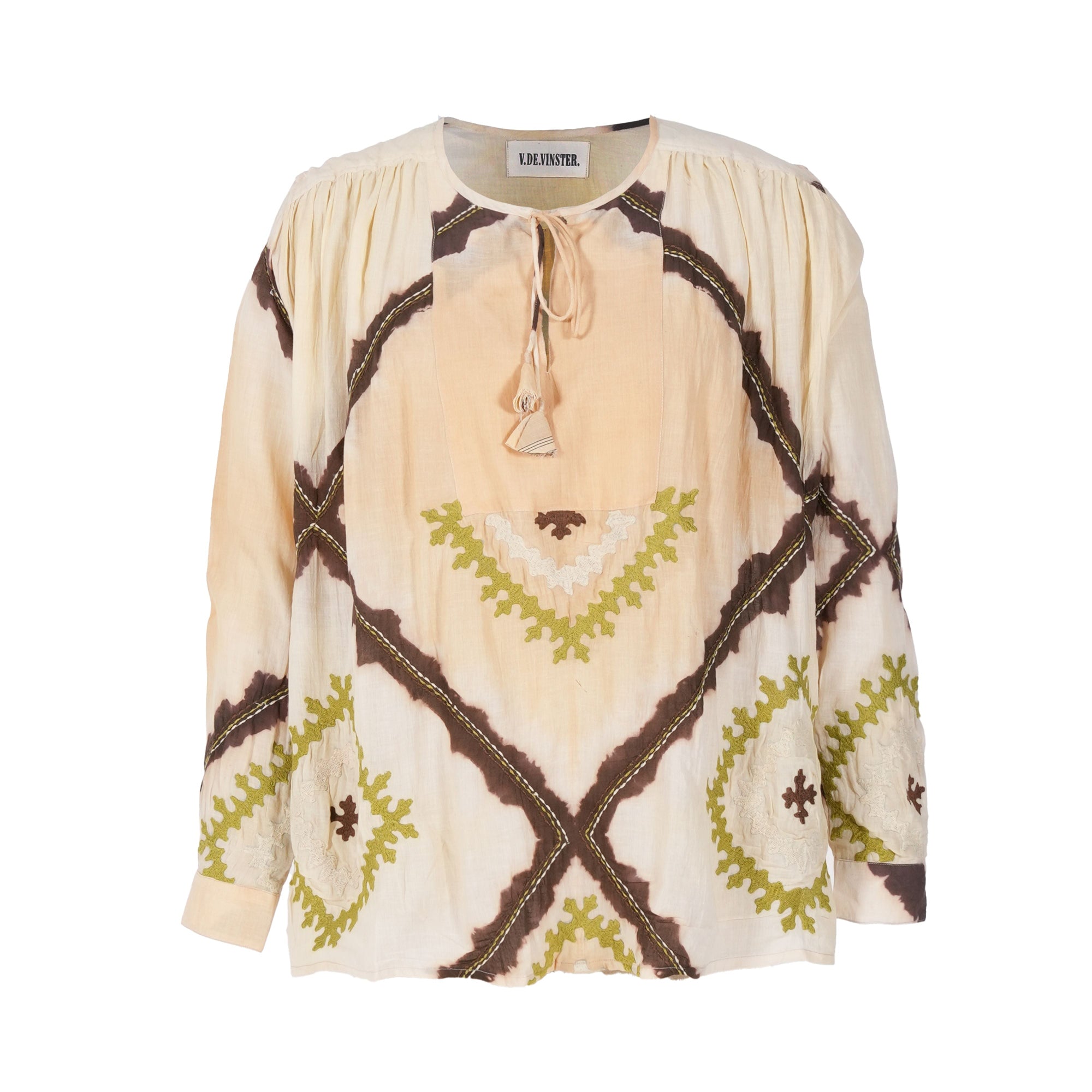 brodée blouse moutarde v de vinster