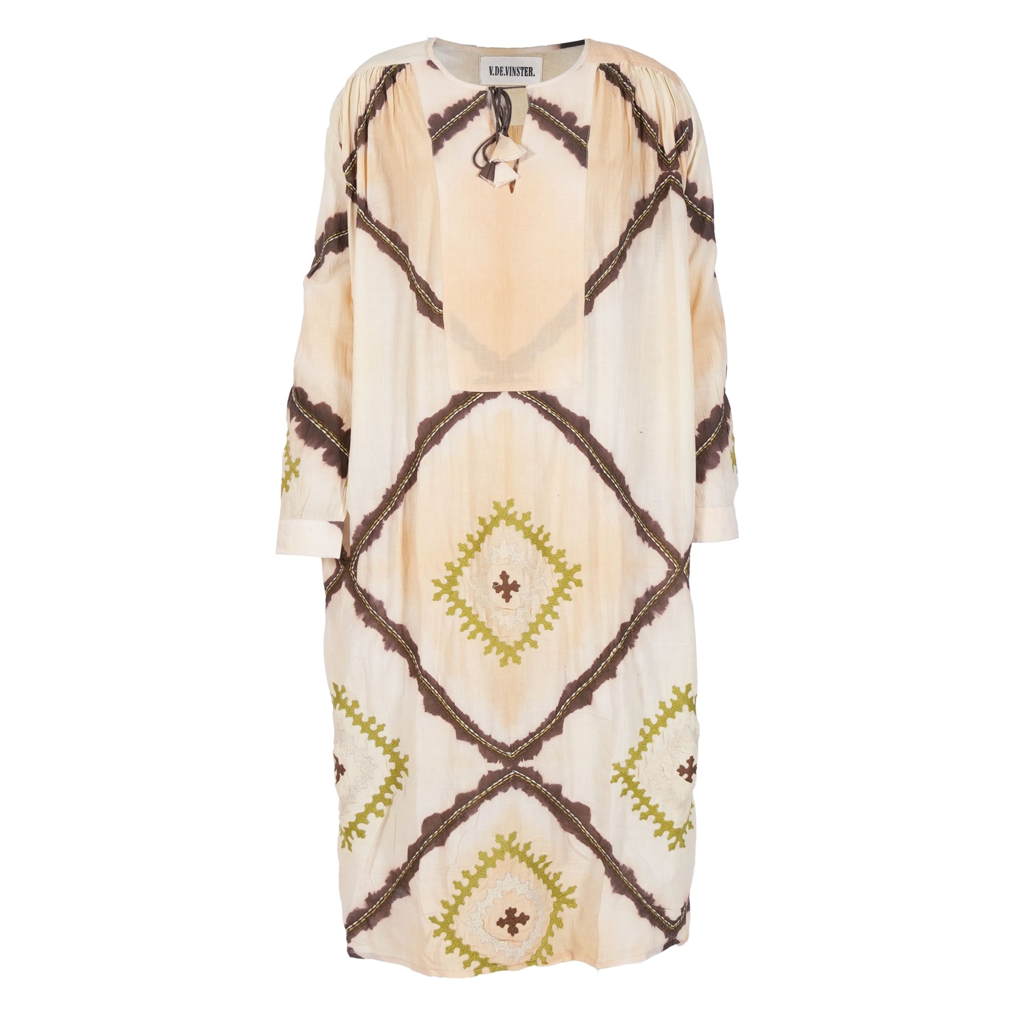 moutarde brodé tie and dye v de vinster robe