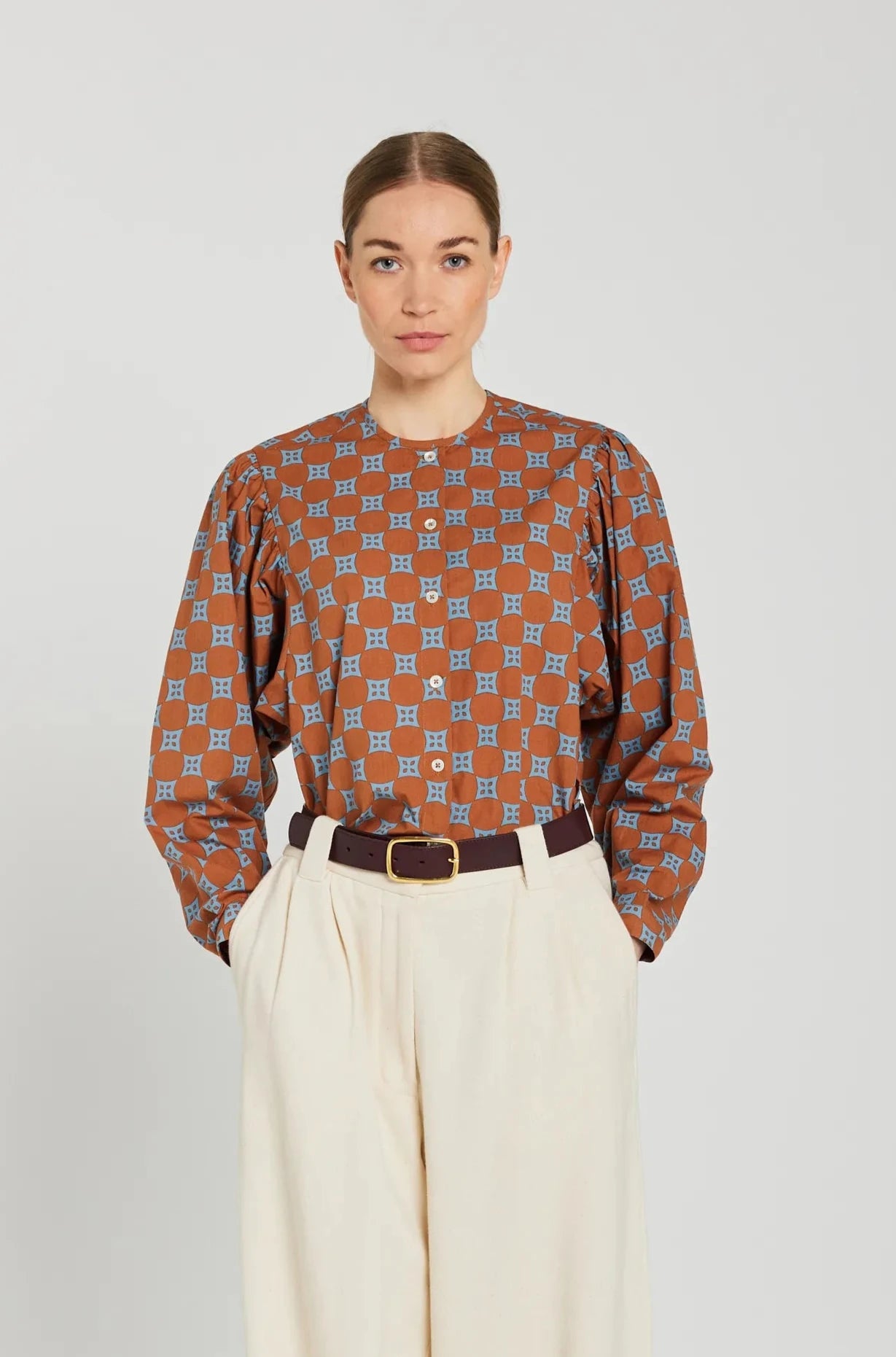 Chemise col mao bleue MALO