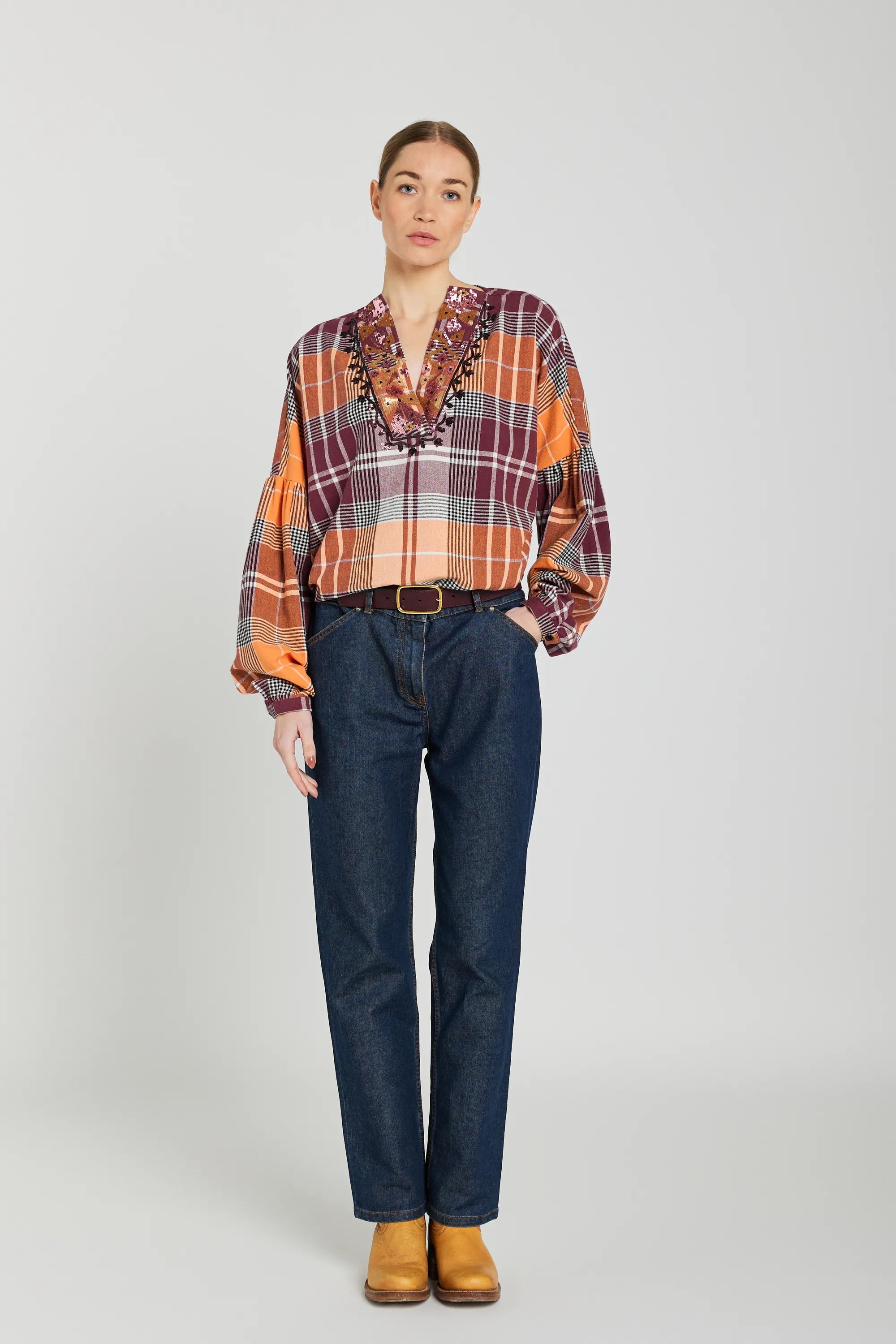 Blouse tartan safran MIA