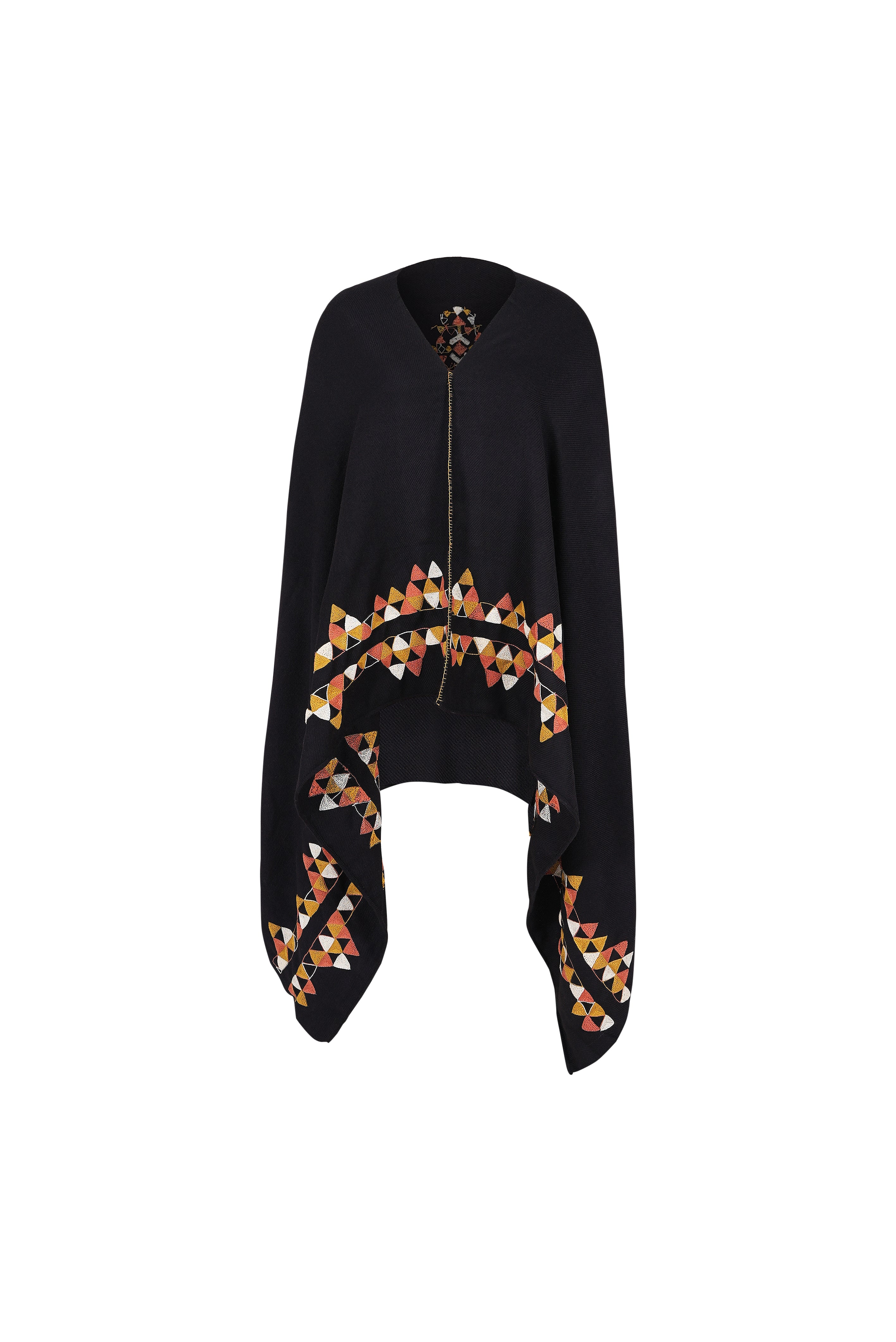 PLAYFUL embroidered black or white poncho