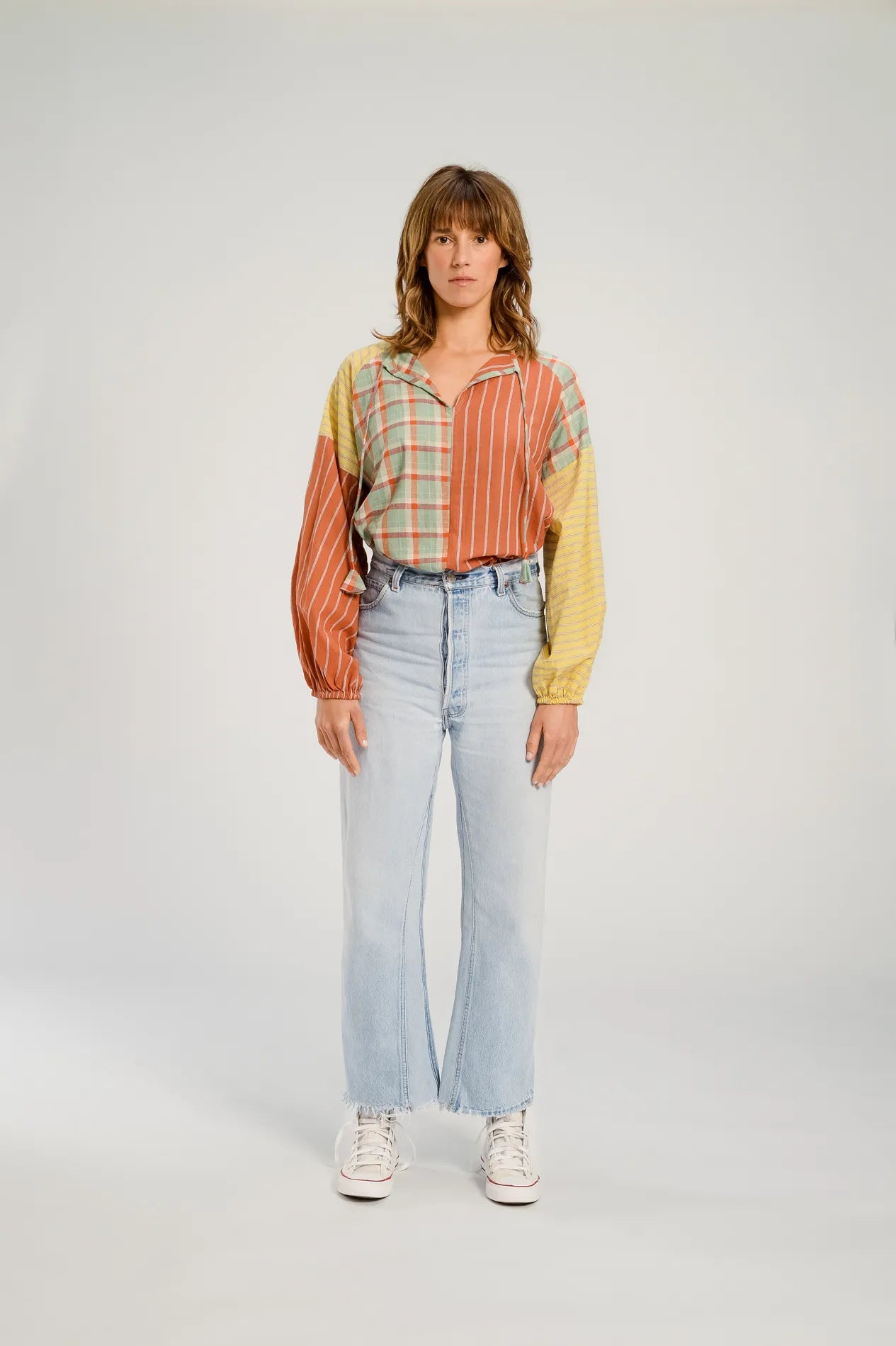 Terracotta patchwork blouse PUSHKAR