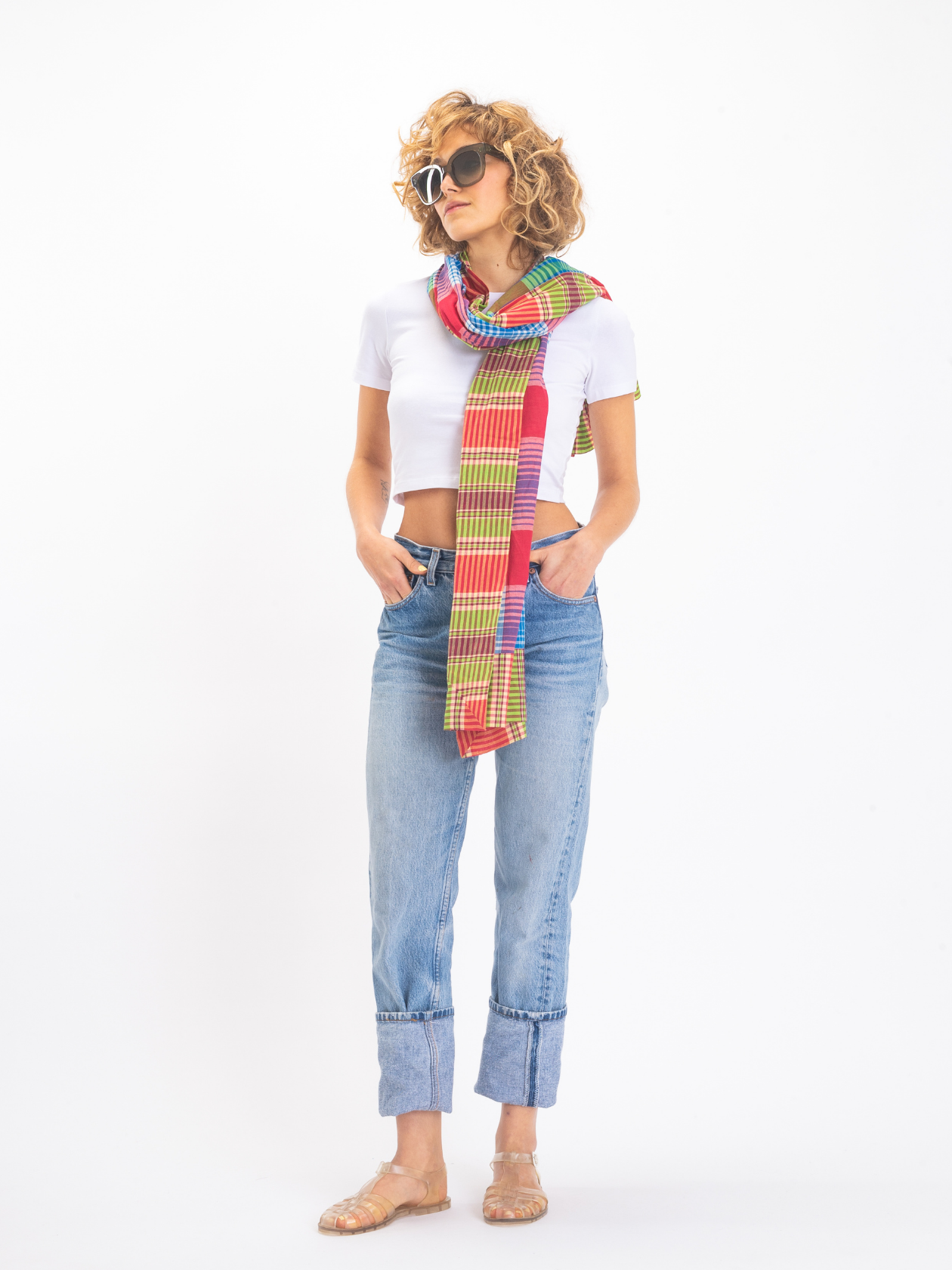 Étole rouge à carreaux RUDRA