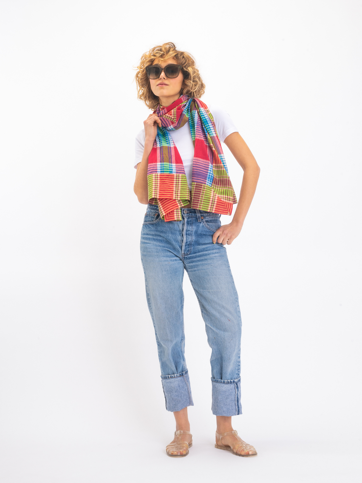 Étole rouge à carreaux RUDRA