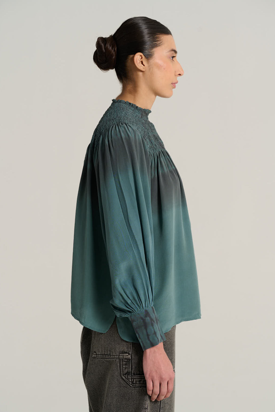 Blouse en soie verte SAM