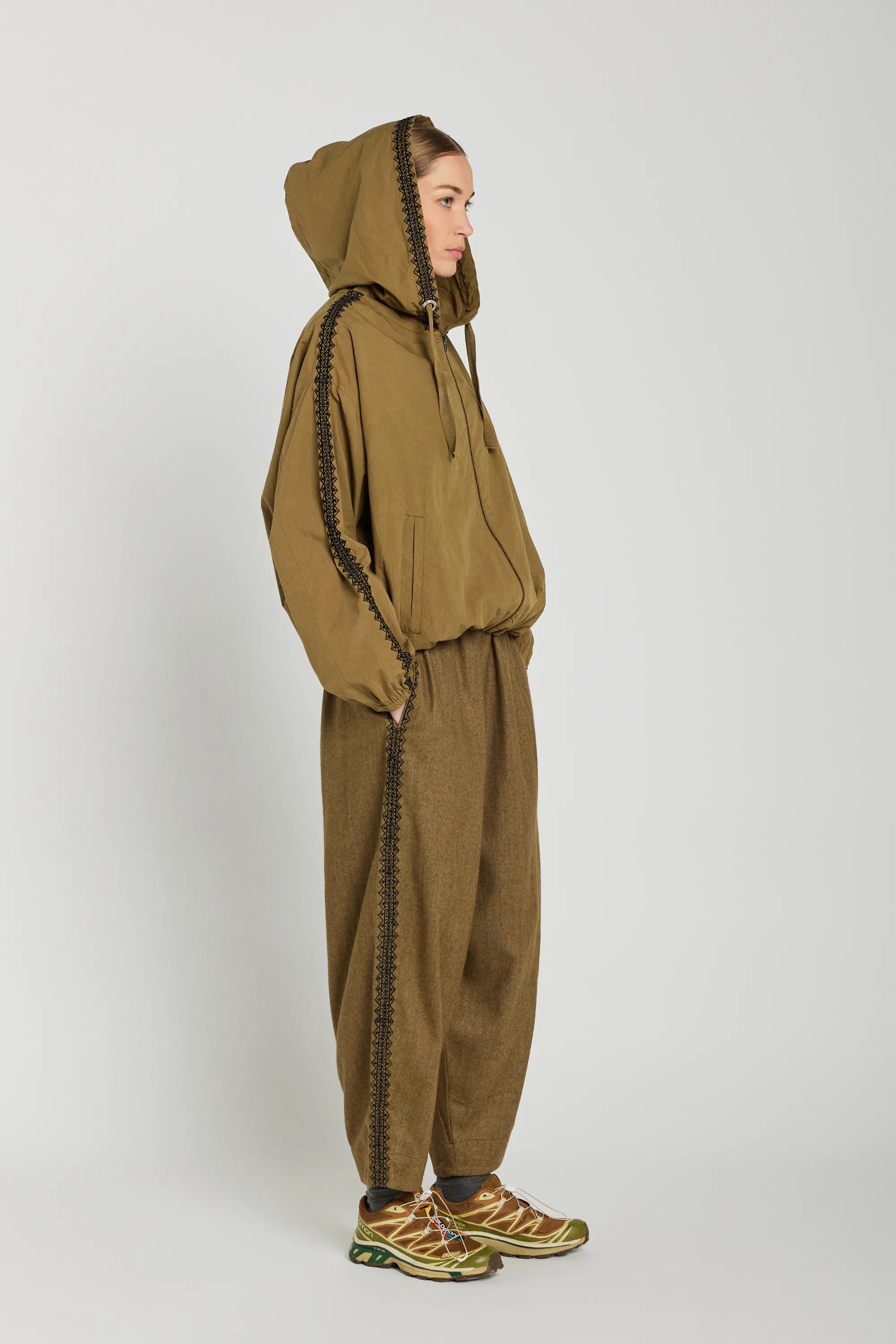 v de vinster hoodie kaki brodé